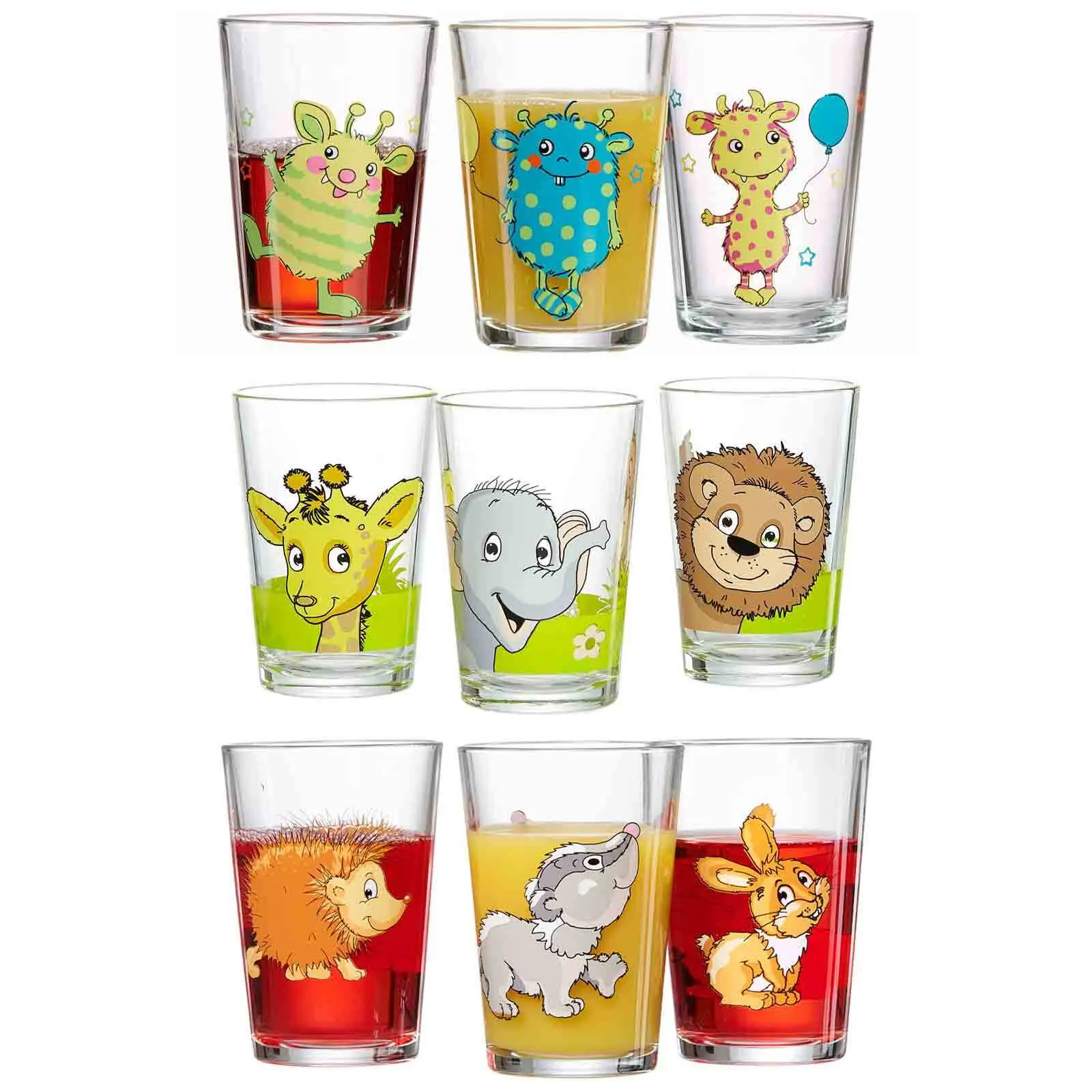 Kindergl盲ser Tiere Set 9er