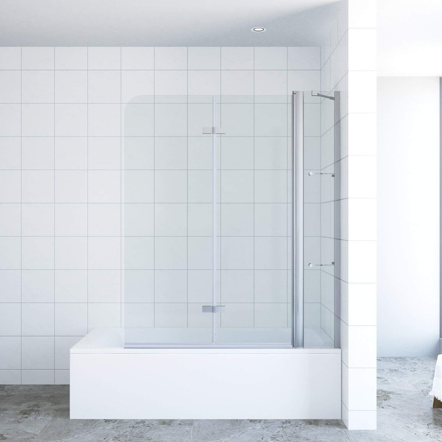 Vente-unique Duschtrennwand Für Die Badewanne – Schwenkbar, 70x140 Cm, Matt Schwarz, 5 Mm Sicherheitsglas – Industrial Style RIVANON