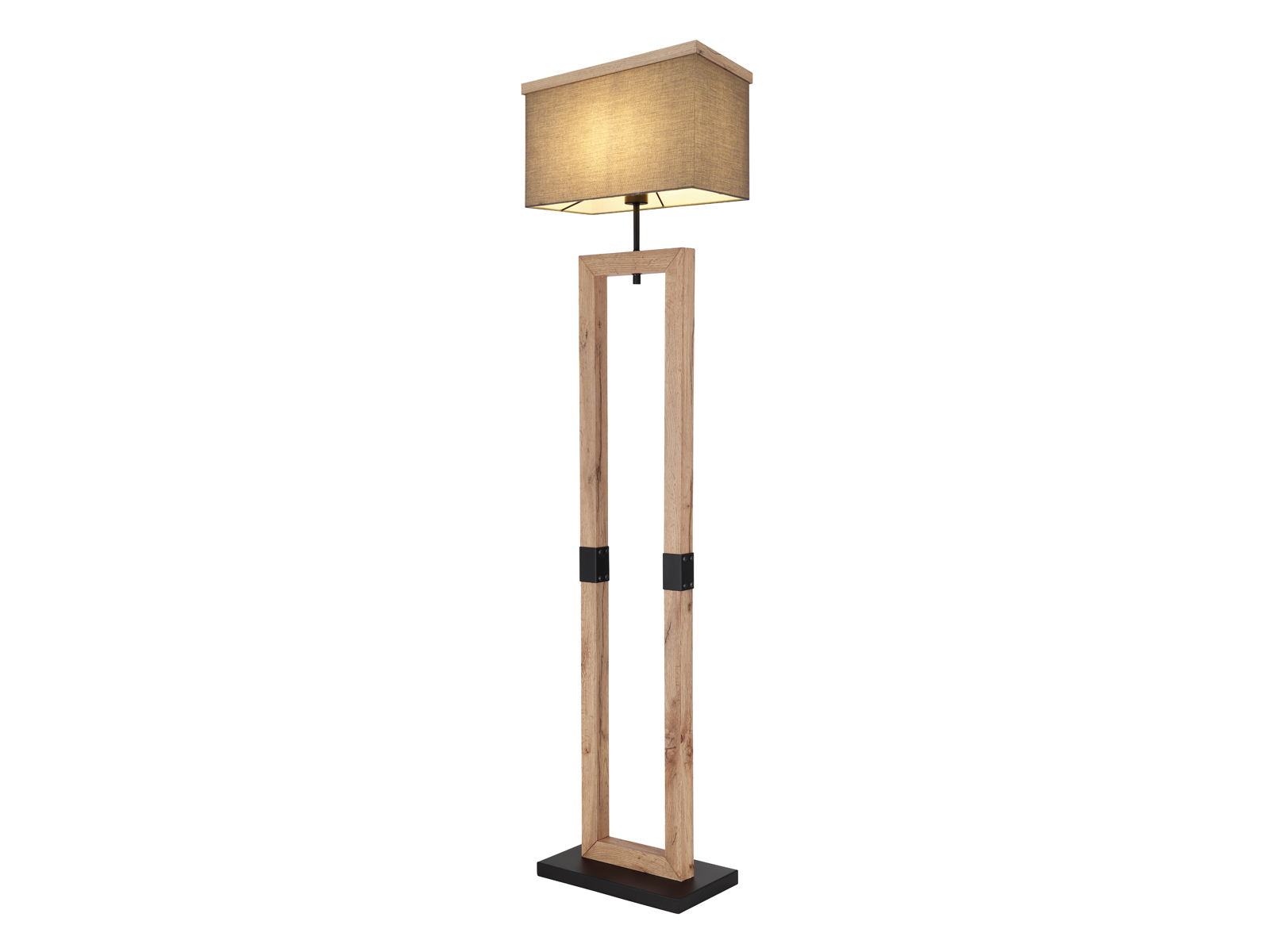 home24 155cm Stoffschirm, | kaufen Holz Stehlampe LED