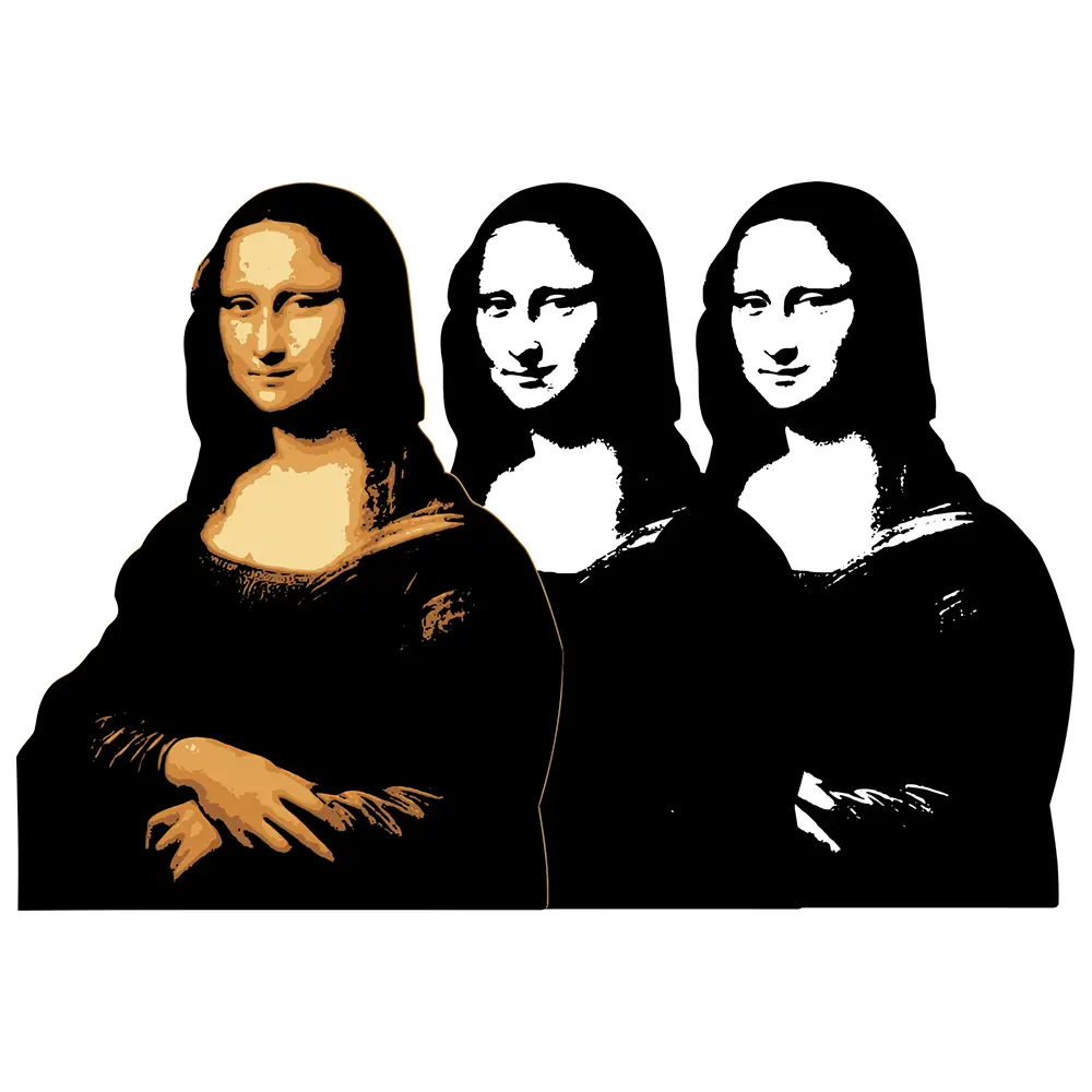 Wandbild Mona Lisa in Schwarz und Farben