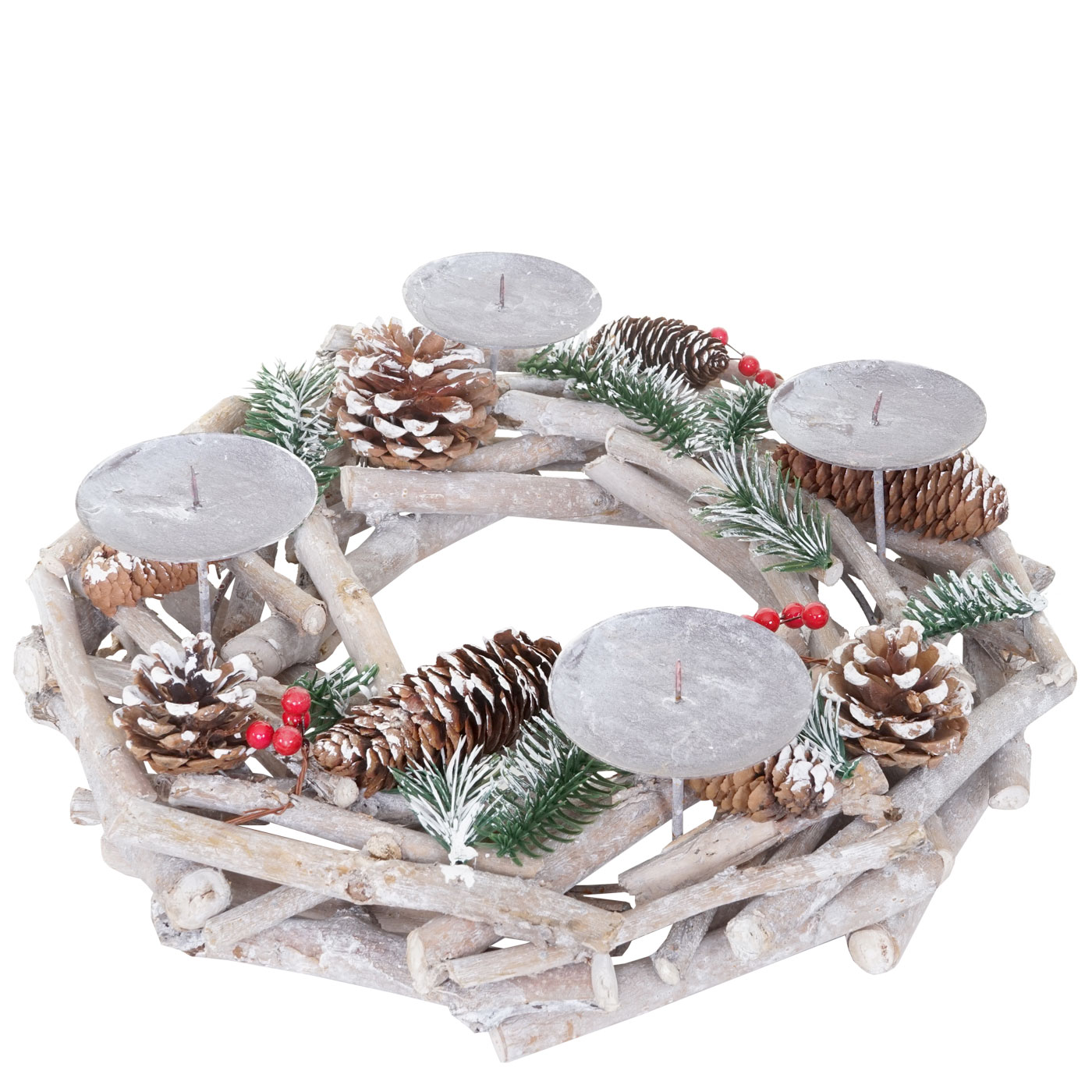 Adventskranz rund Holz Kerzen weiß kaufen