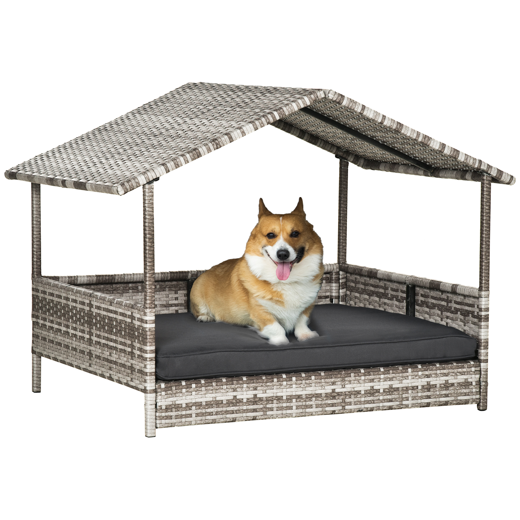 2er Set Hundebetten Scotland, Dunkelgrau, Kariert – Wasserfeste Unterseite, 59 X 53 X 18 Cm