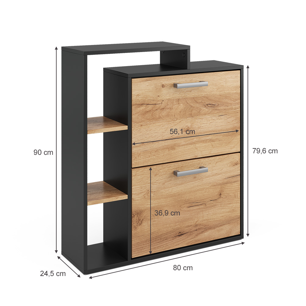 Vicco Armoire à Chaussures Gizmo, Blanc Haute Brillance, 59x72.5cm 2 Compartiments, pour Le Rangement des Chaussures et Compatible avec Les Meubles Gizmo