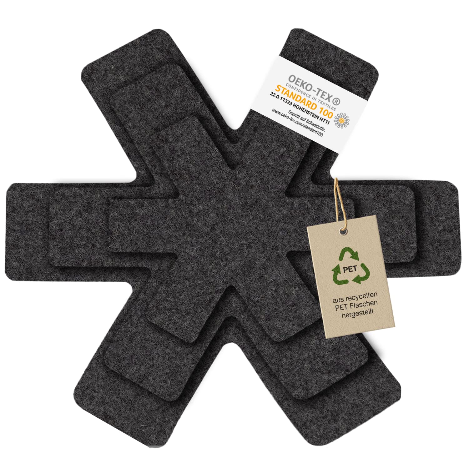 5-teiliges Set Topfschoner Aus Polyester – Graue Pfanneneinlagen Zum Stapeln, 38,1 & 27,9 Cm