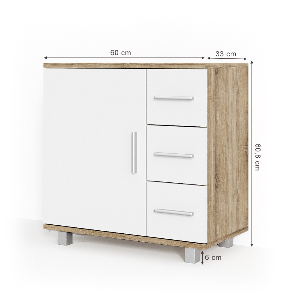 Meuble sous vasque Ilias, Anthracite/chêne doré, 80.2x60.8cm avec 2 tiroirs, Vicco