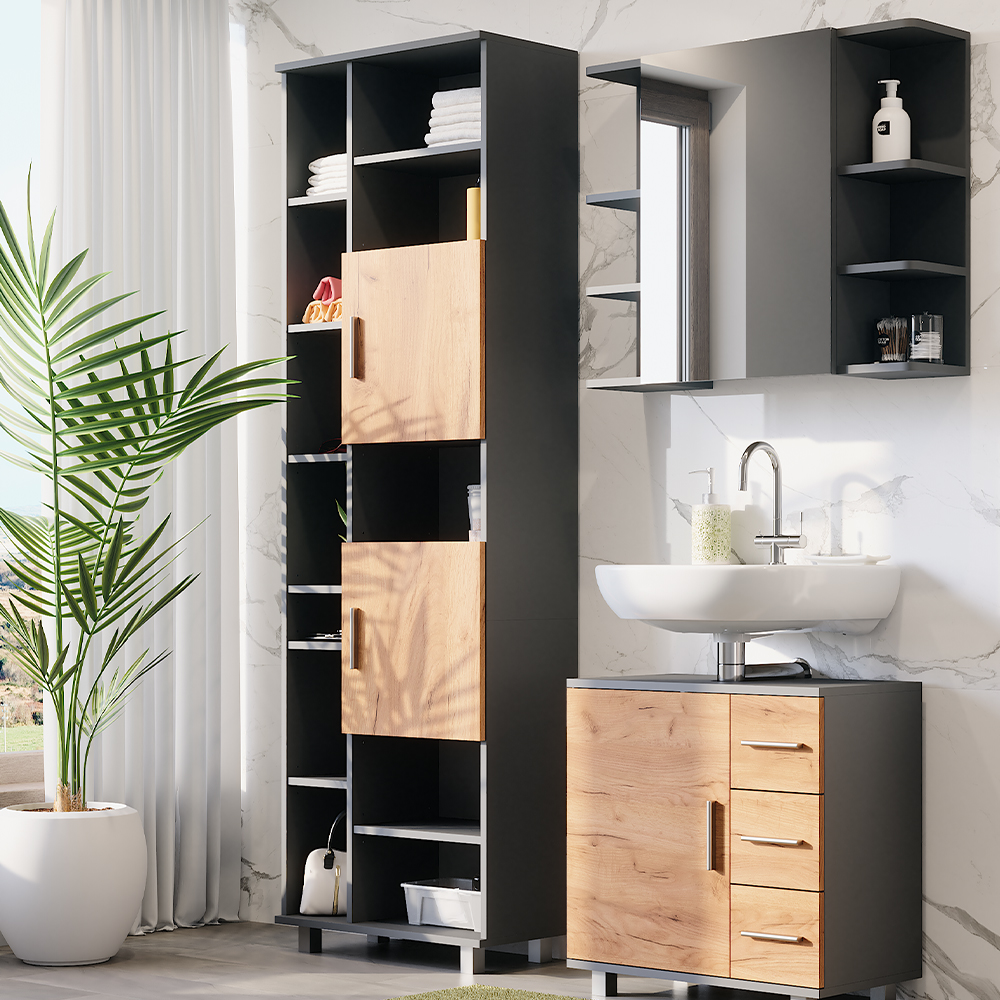 Wastafelonderkast Compact 120x38x56 Wit Hoogglans Soft close lades - - Online Sanitairwinkel