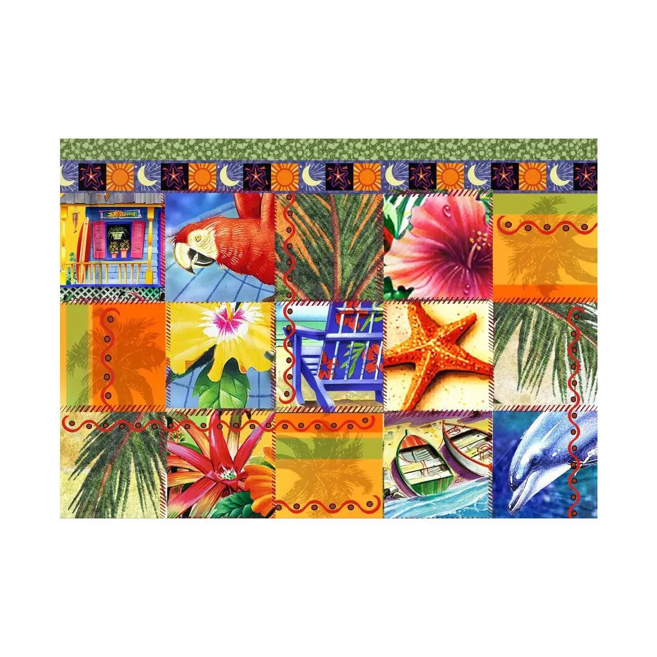 Neue Artikel sind eingetroffen 1 Puzzle Tropisches Quiltmosaik