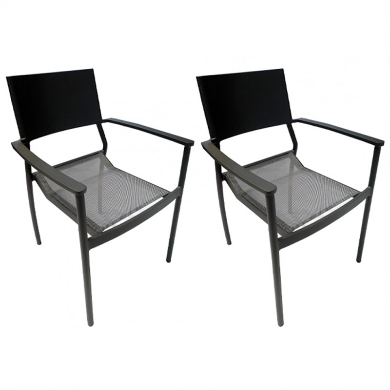 Lot de 2 chaises de jardin en aluminium et textilène