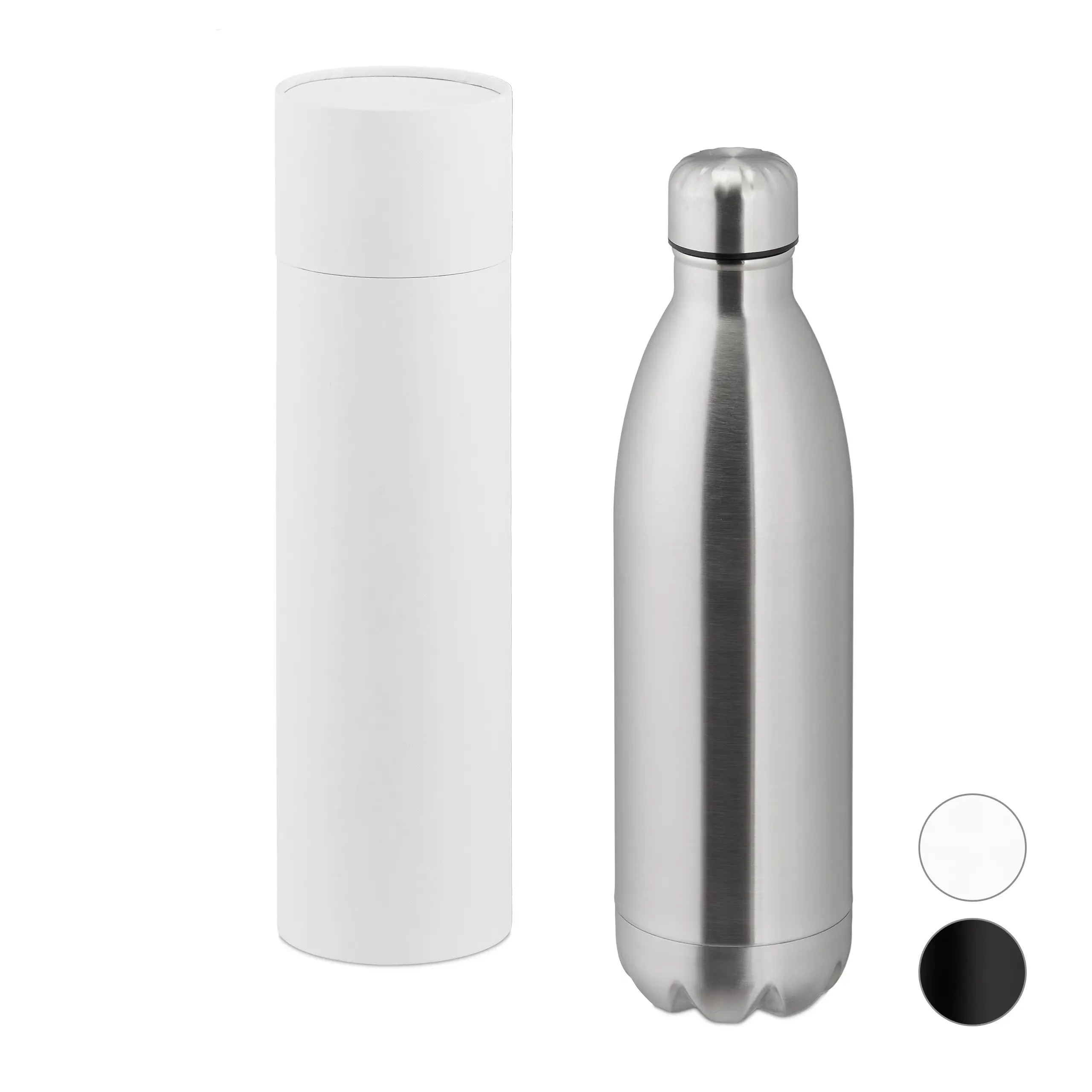 1 x Thermo Trinkflasche 1 Liter silber