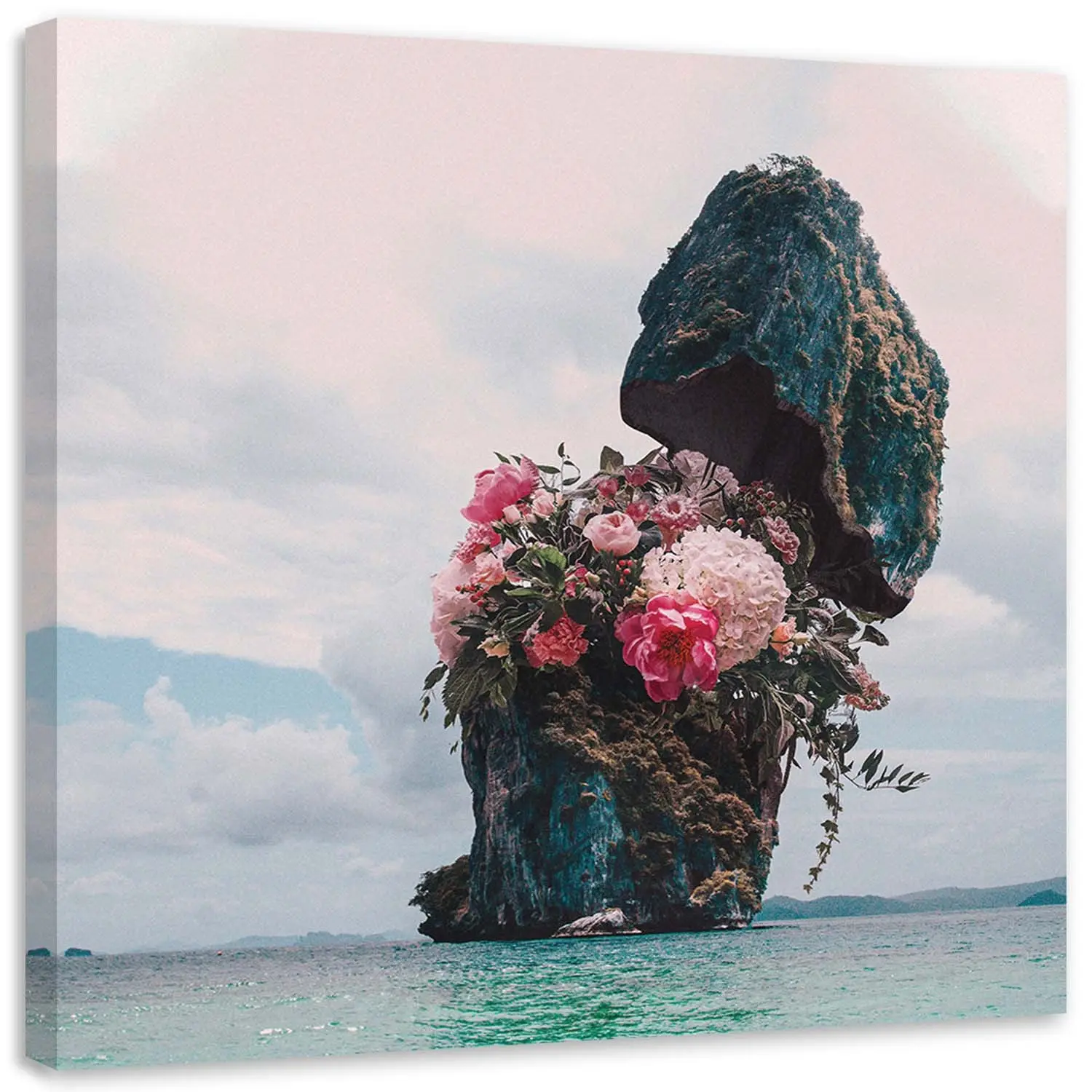 Leinwandbild Rock mit Blumen Zehem Chong