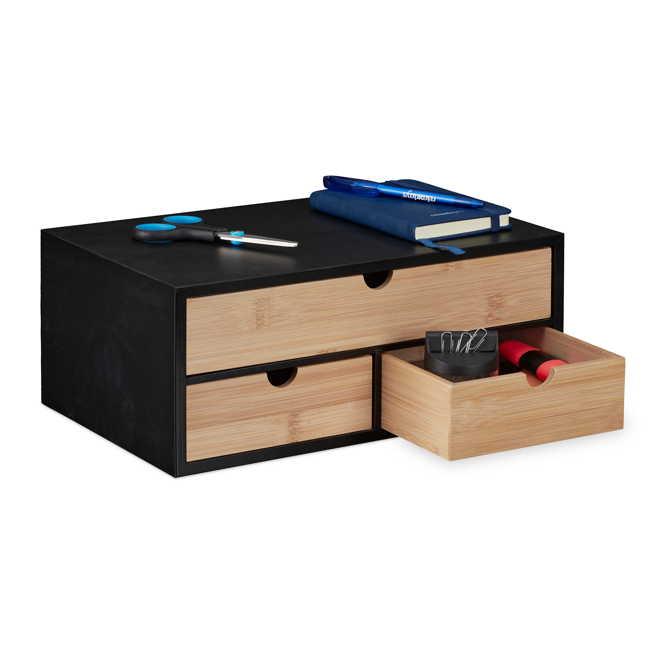 Relaxdays Schreibtisch Organizer, 3 Schubladen, für Büroutensilien