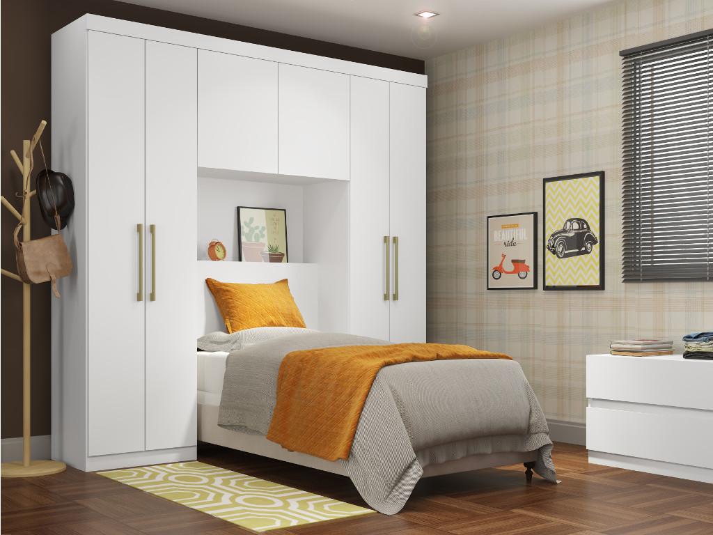 Ensemble Lit 140x190 Cm Avec Tête De Lit Et Pont - Bois - Beige - Occasion Très Bon état