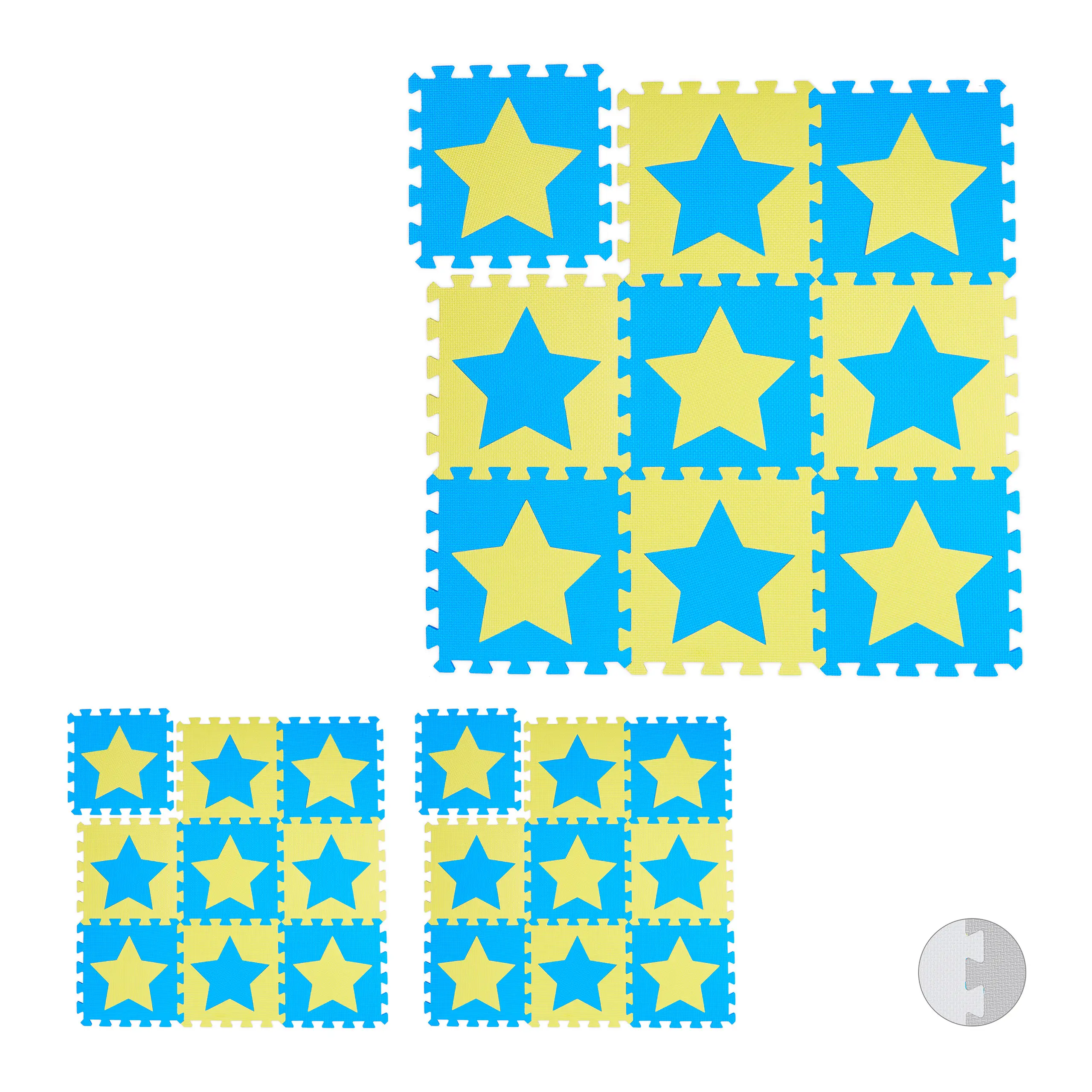 27 x Puzzlematte Sterne blau-gelb