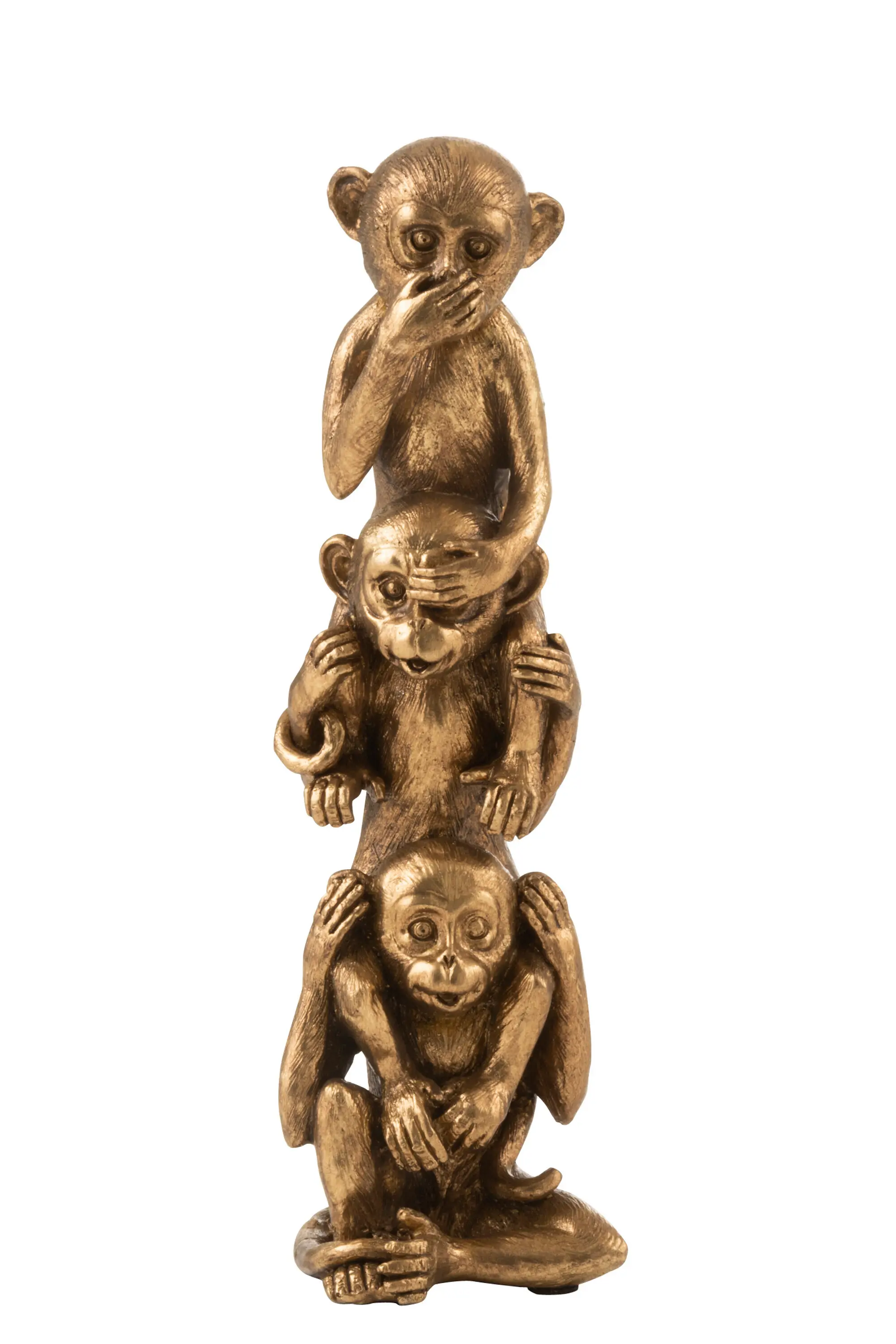 3 Affen Figuren 眉bereinander goldfarben