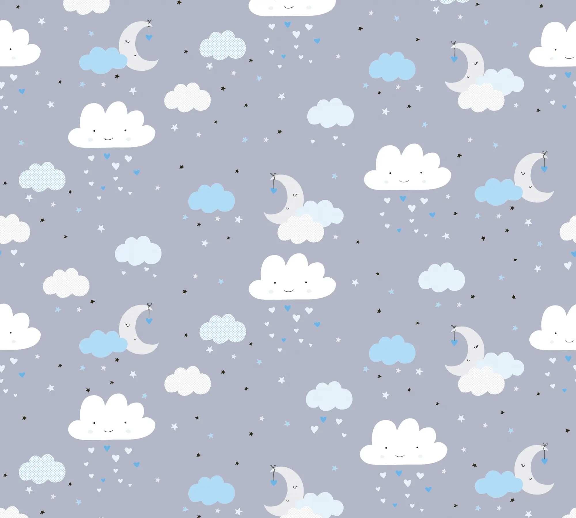 Kinderzimmertapete Wolken Grau Blau Wei脽