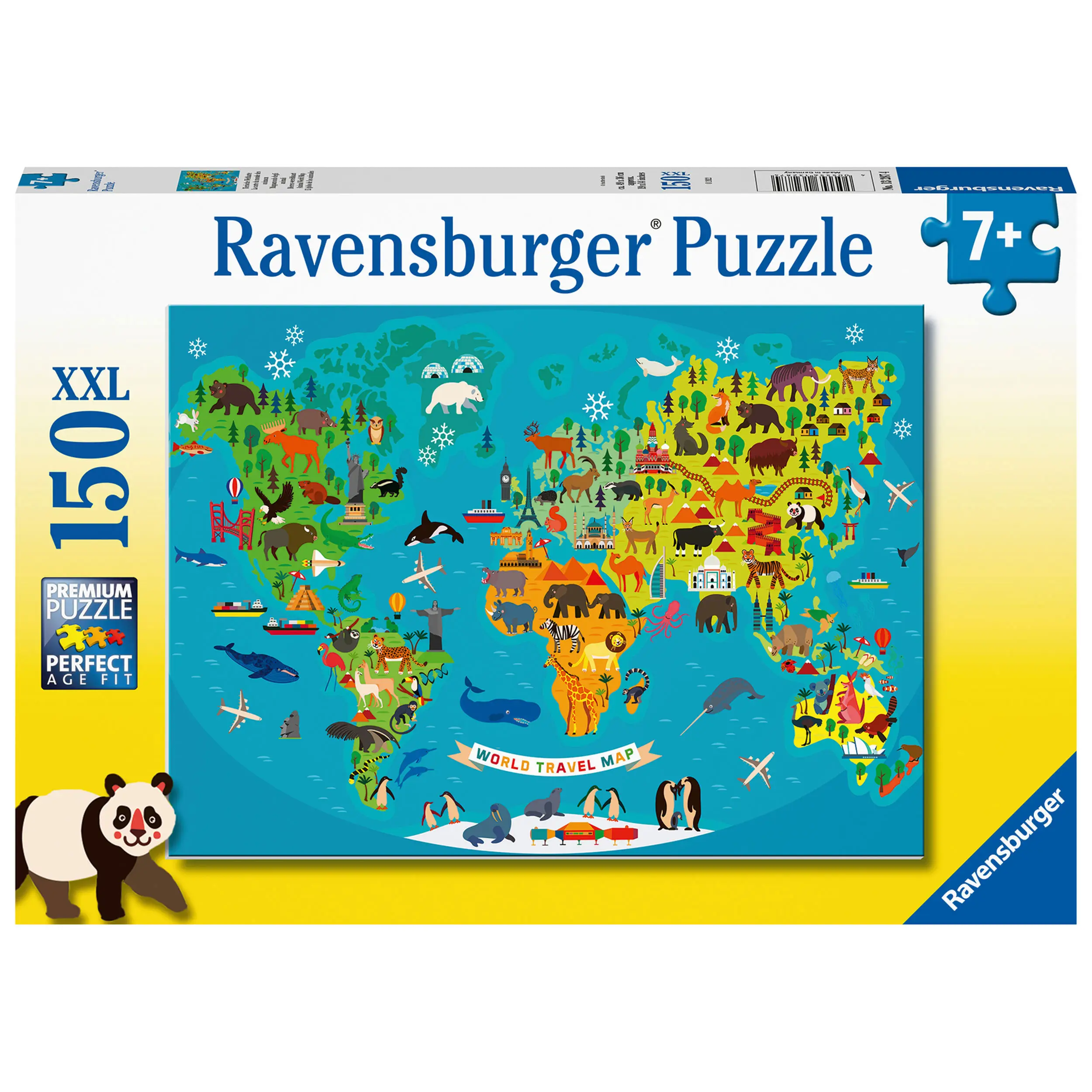 Puzzle Weltkarte mit Tieren