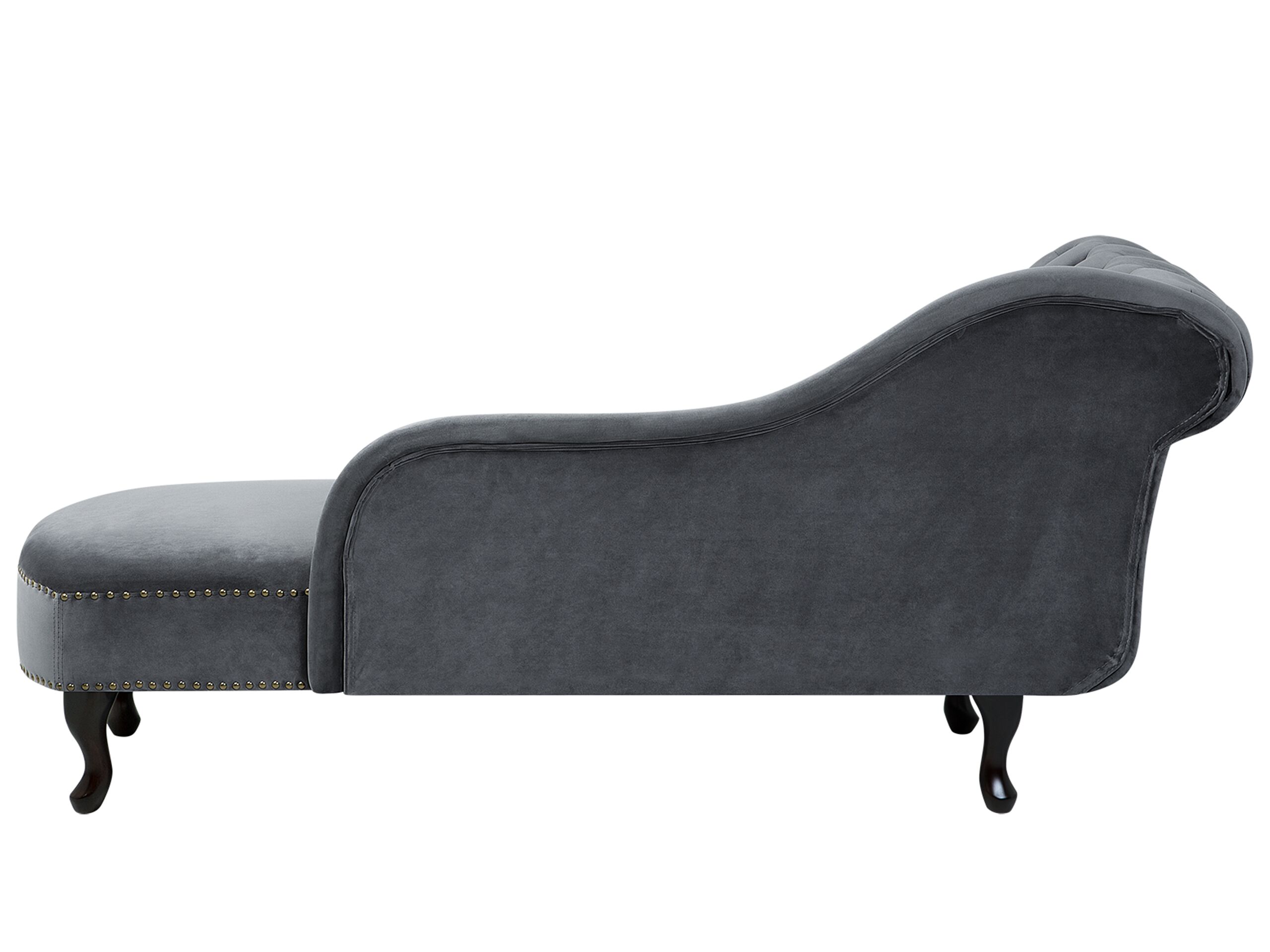 Chaise Longue Méridienne Droite En Velours Rouge - Style Chesterfield, Pieds Bois, Capacité 180 Kg