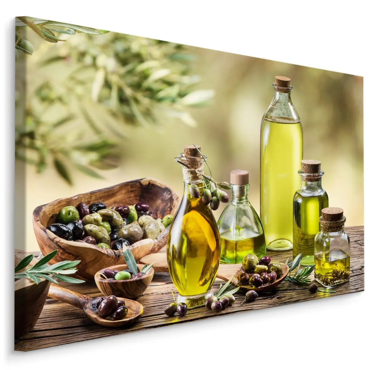 Gewürze 3D OLIVENÖL Oliven Leinwandbild