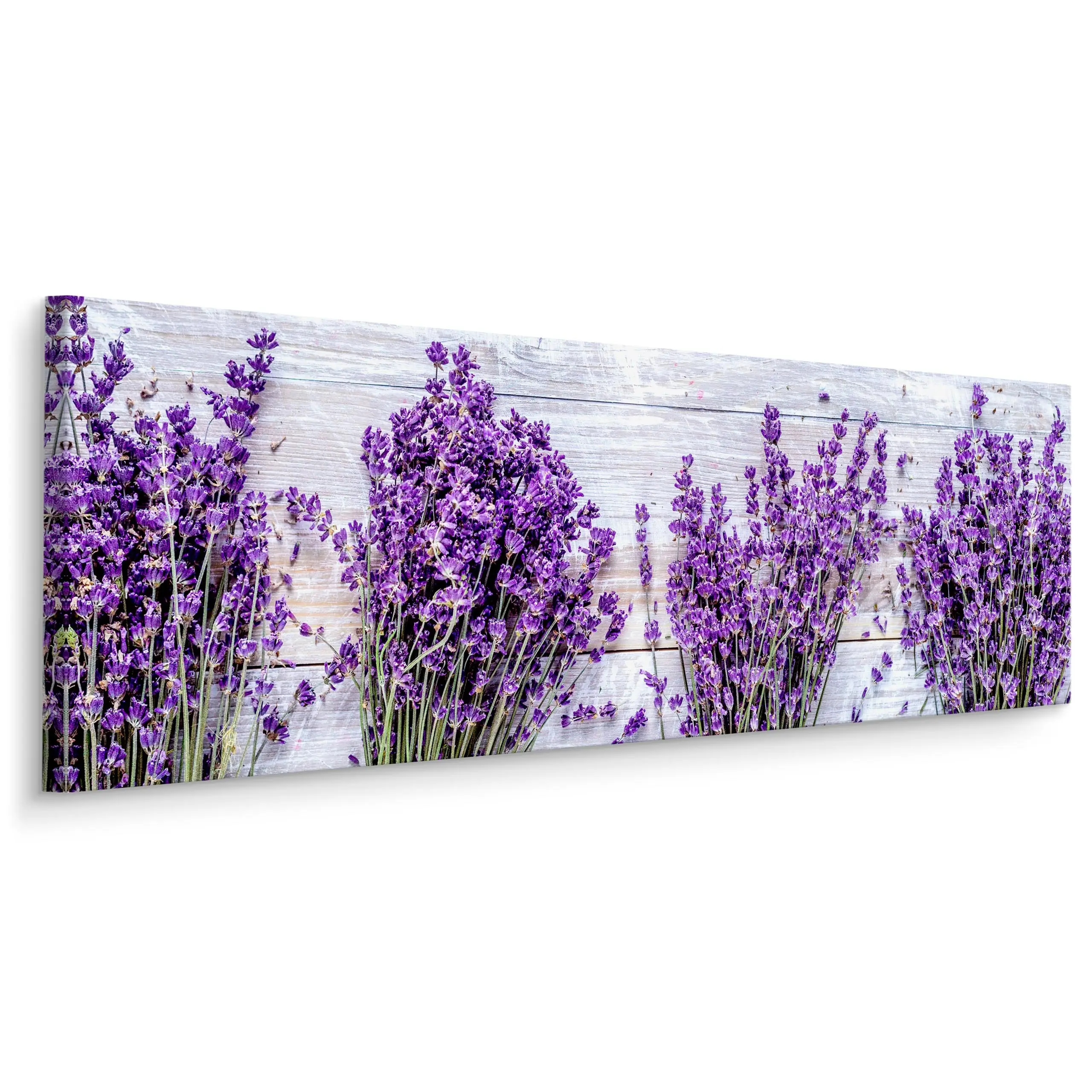 Blumen Optik Lavendel Holz Panoramabild