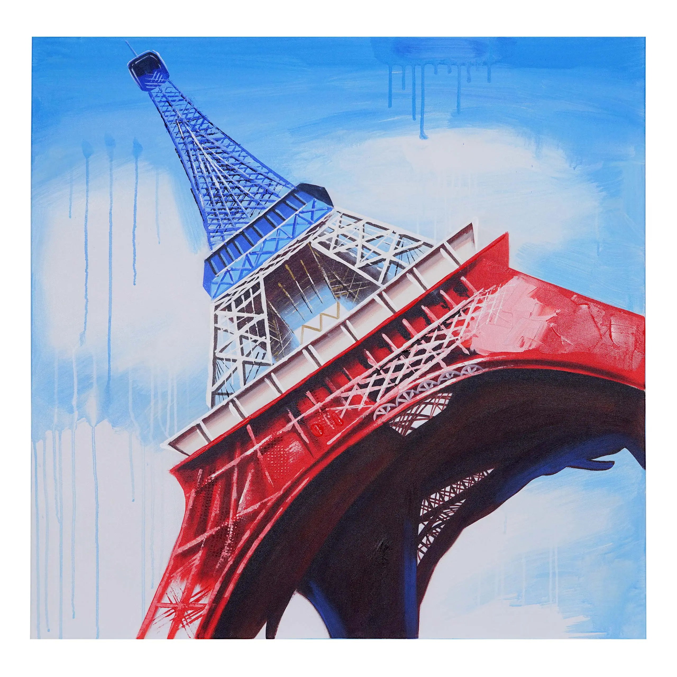 脰lgem盲lde Eiffelturm handgemalt