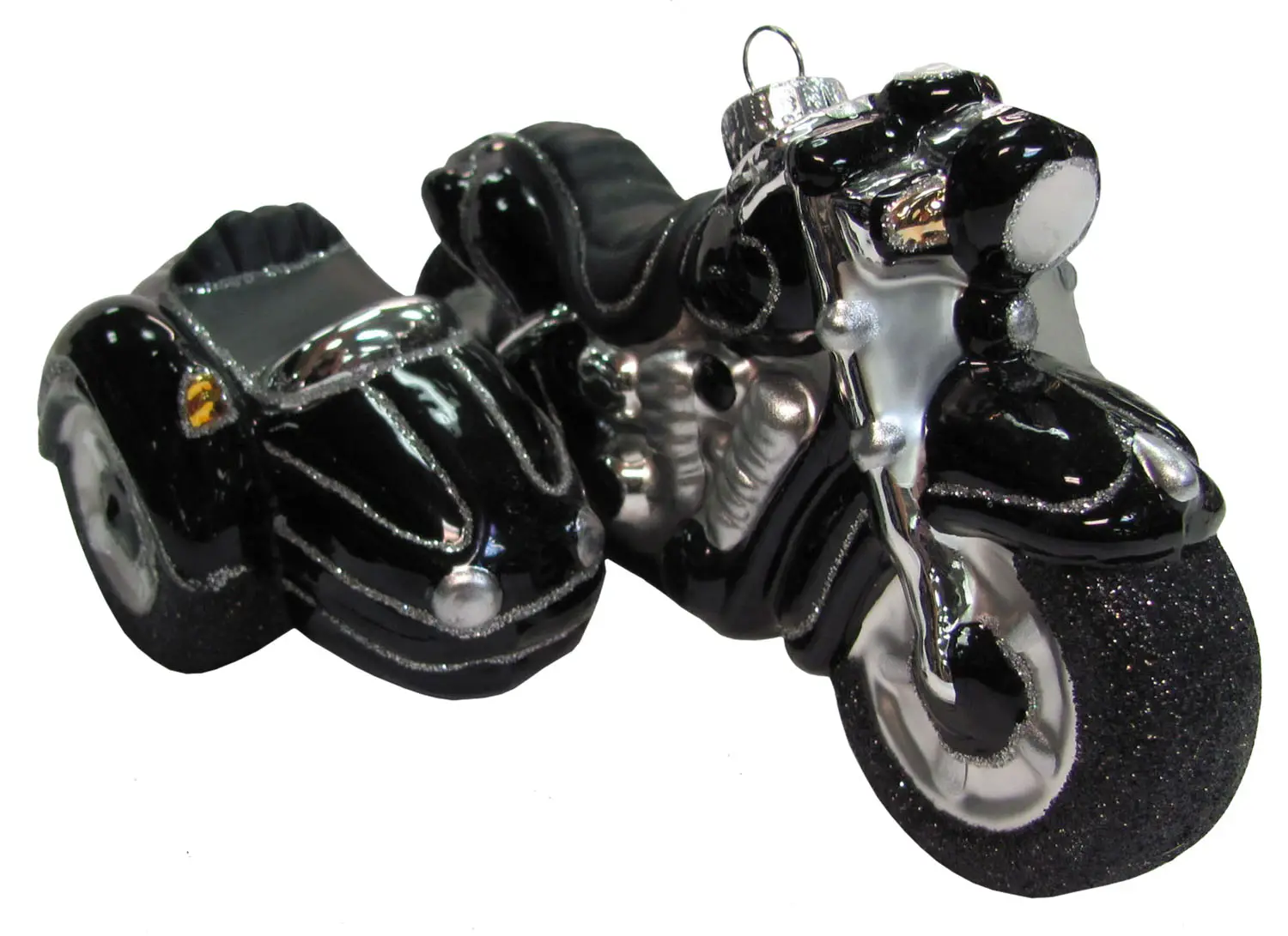 15cm Motorrad mit Glasornament Beiwagen