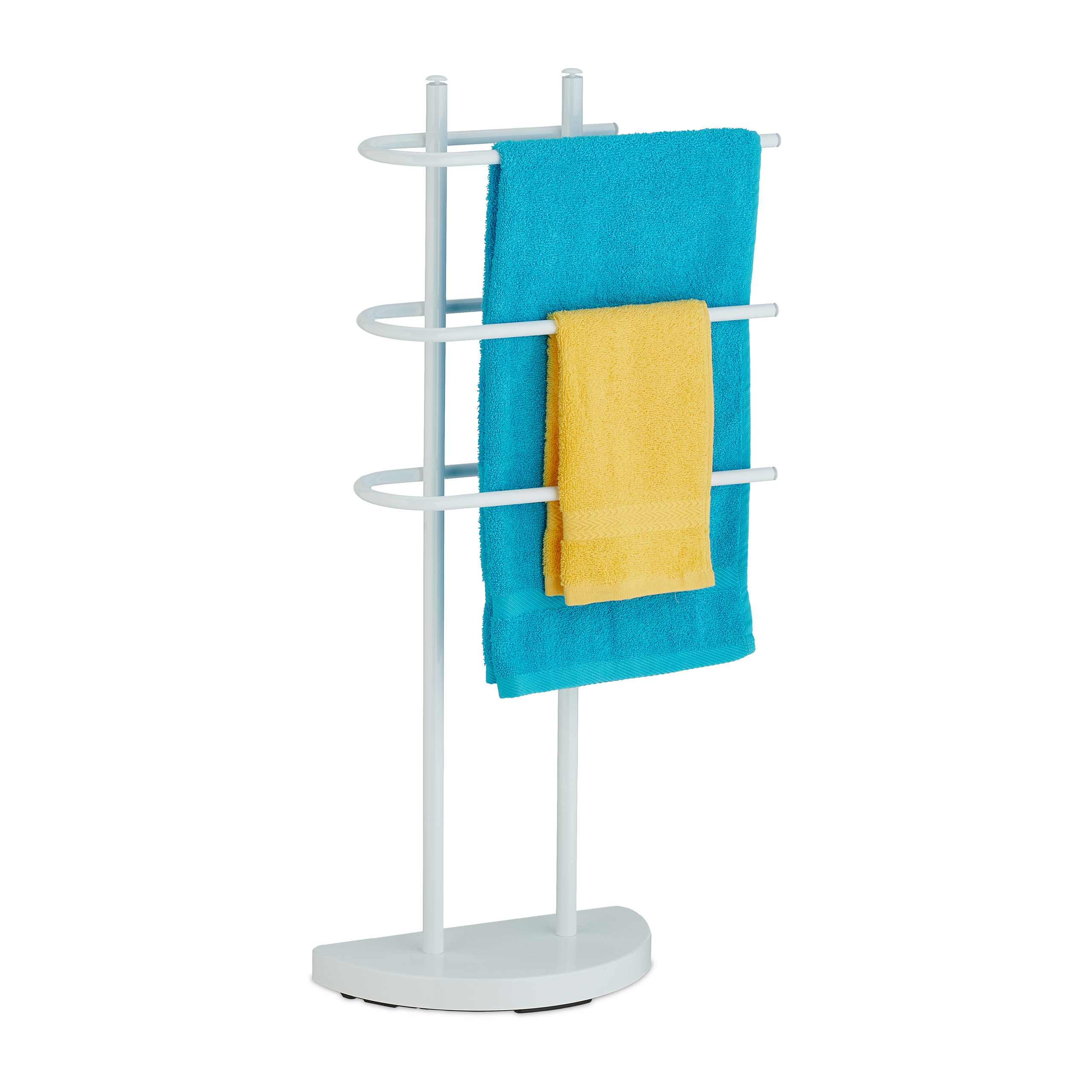 Porte Serviettes 3 Branches MSV Acier Blanc - Support Robuste Pour Salle De Bain Et Cuisine