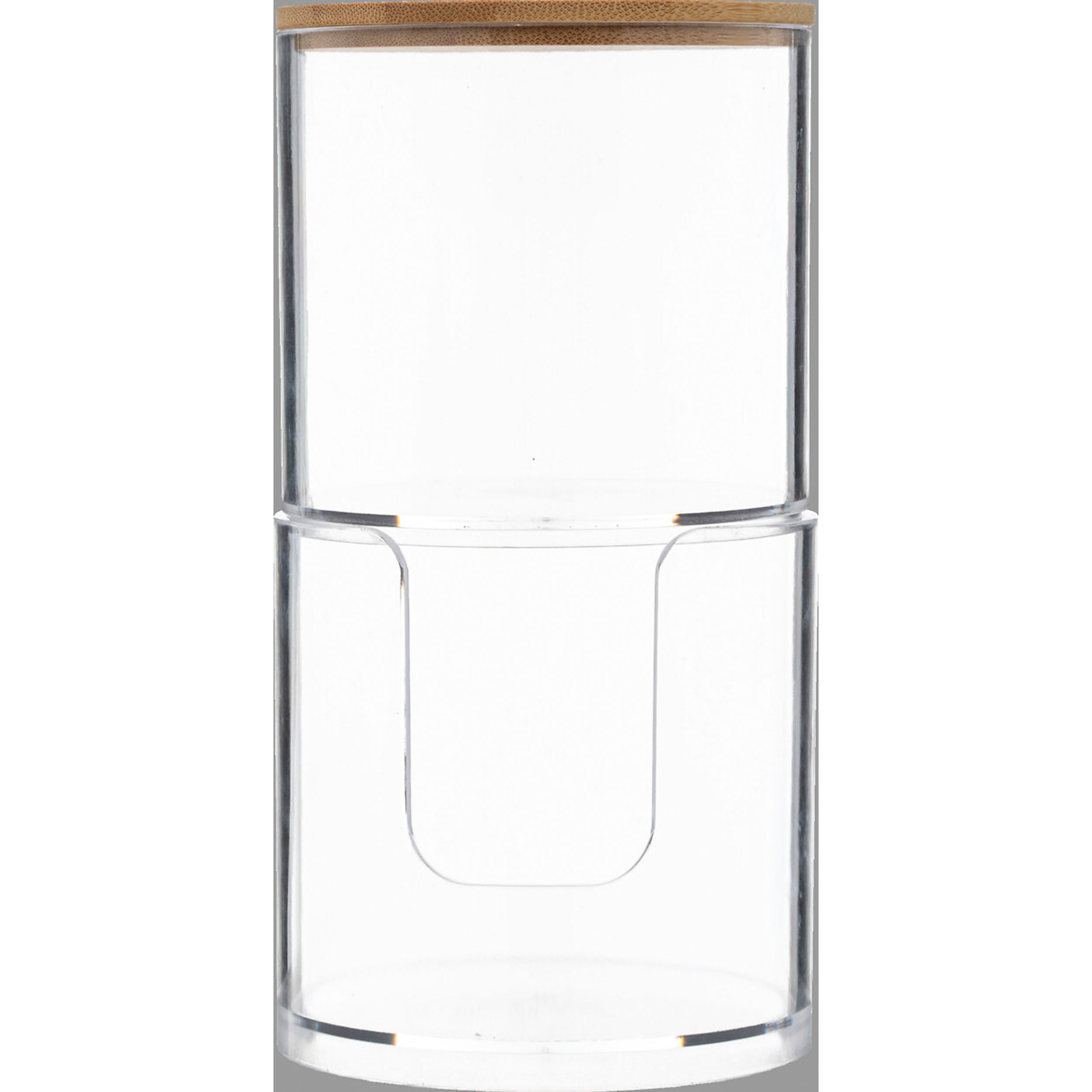 Distributeur Coton-Tiges FSSTUD 2 Étages - Bois Et Acrylique Transparent - Rangement Salle De Bain