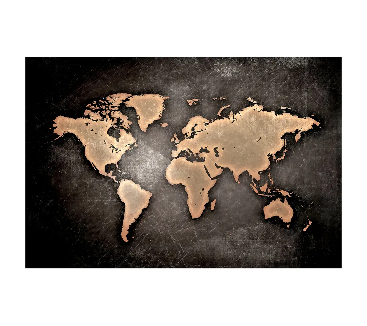 Leinwanddruck Grunge Einteilig World Map