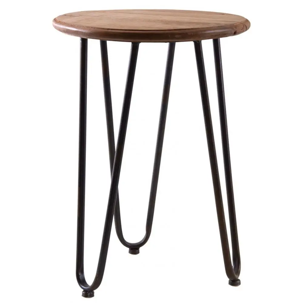 Runder Tisch aus Holz und Metall \