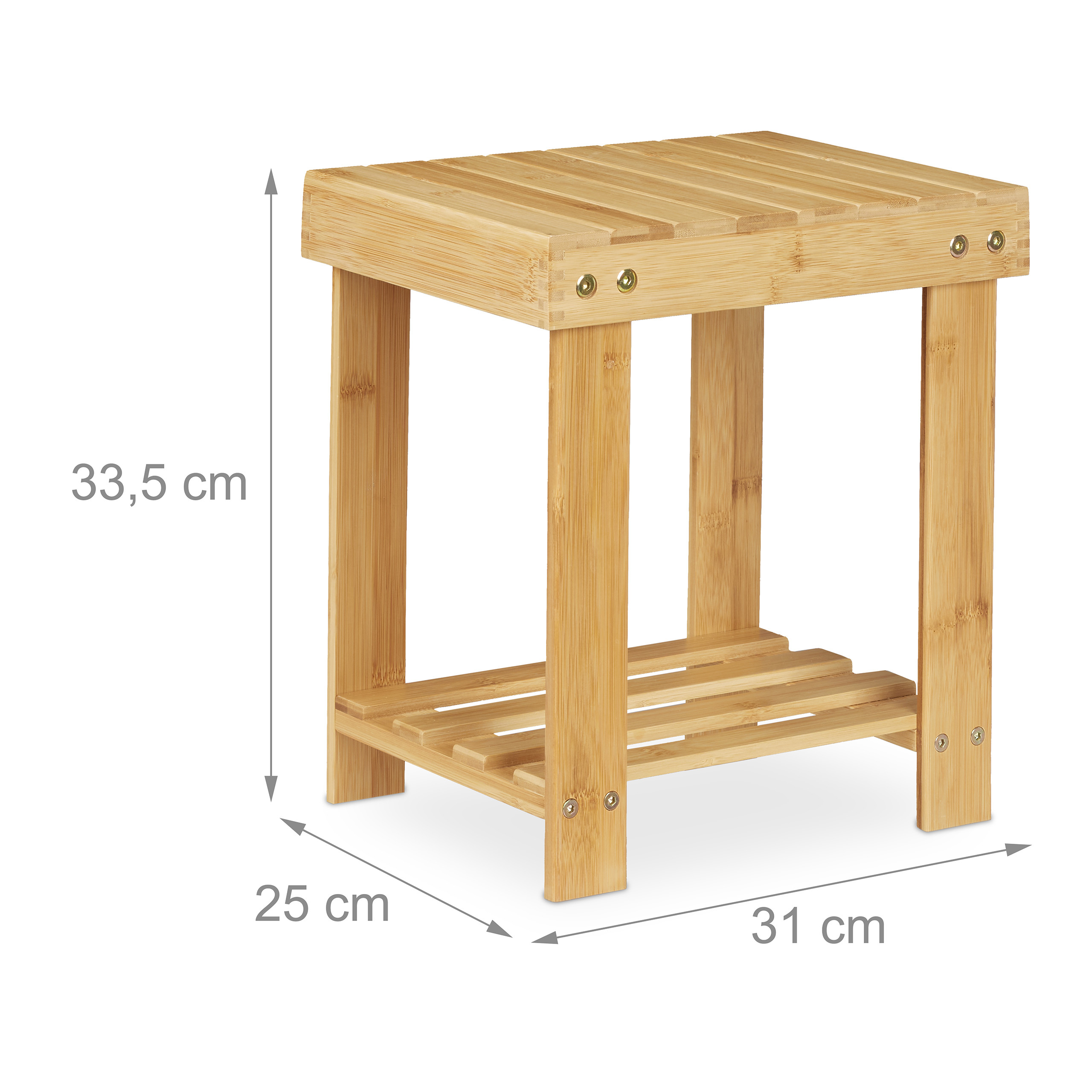 Tabouret salle de bains coloris blanc en aluminium et polypropylène P.29 x H .45 cm