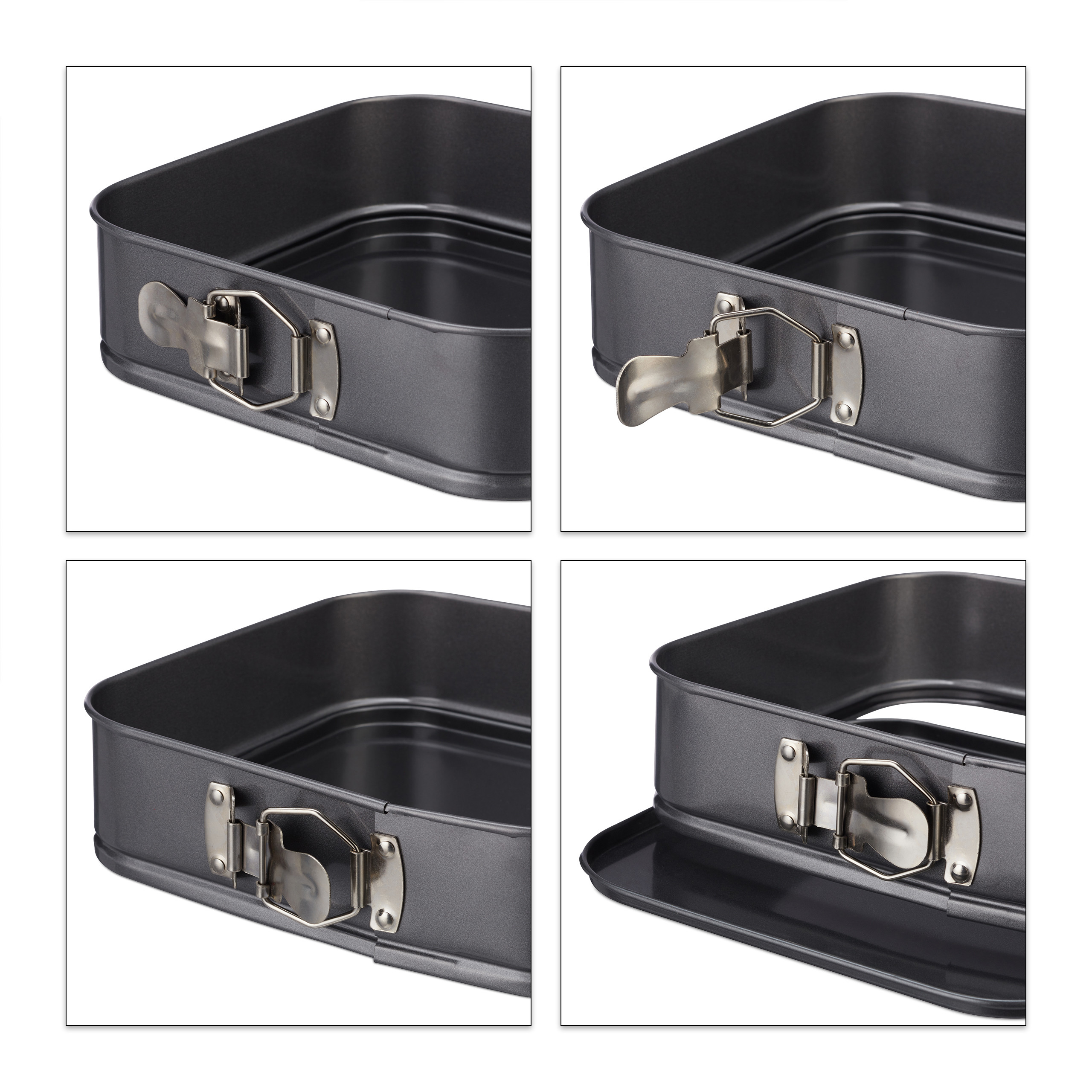 Lot De 3 Moules à Gâteau Carrés Antiadhésifs - Tailles 24 Cm, 26 Cm, 28 Cm - Fond Démontable - Lavable Lave-vaisselle