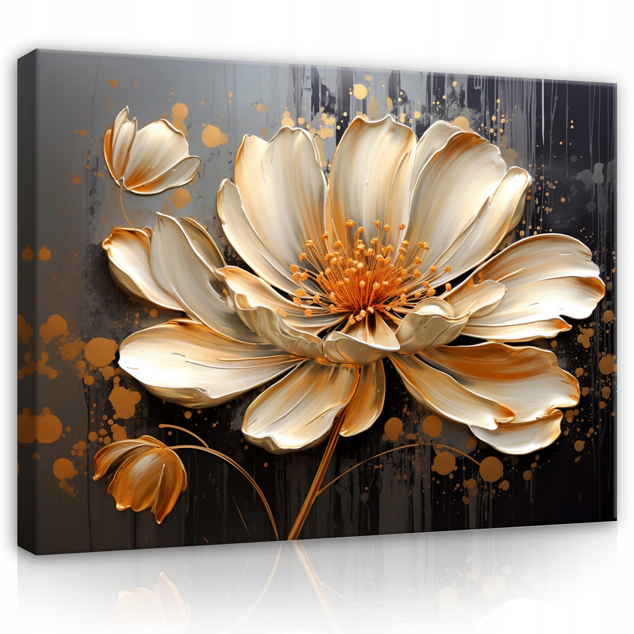 Tableau Déco Sur Toile 50x70 Cm - Impression Fleurs Classiques Orange - ARTTOR Neuf