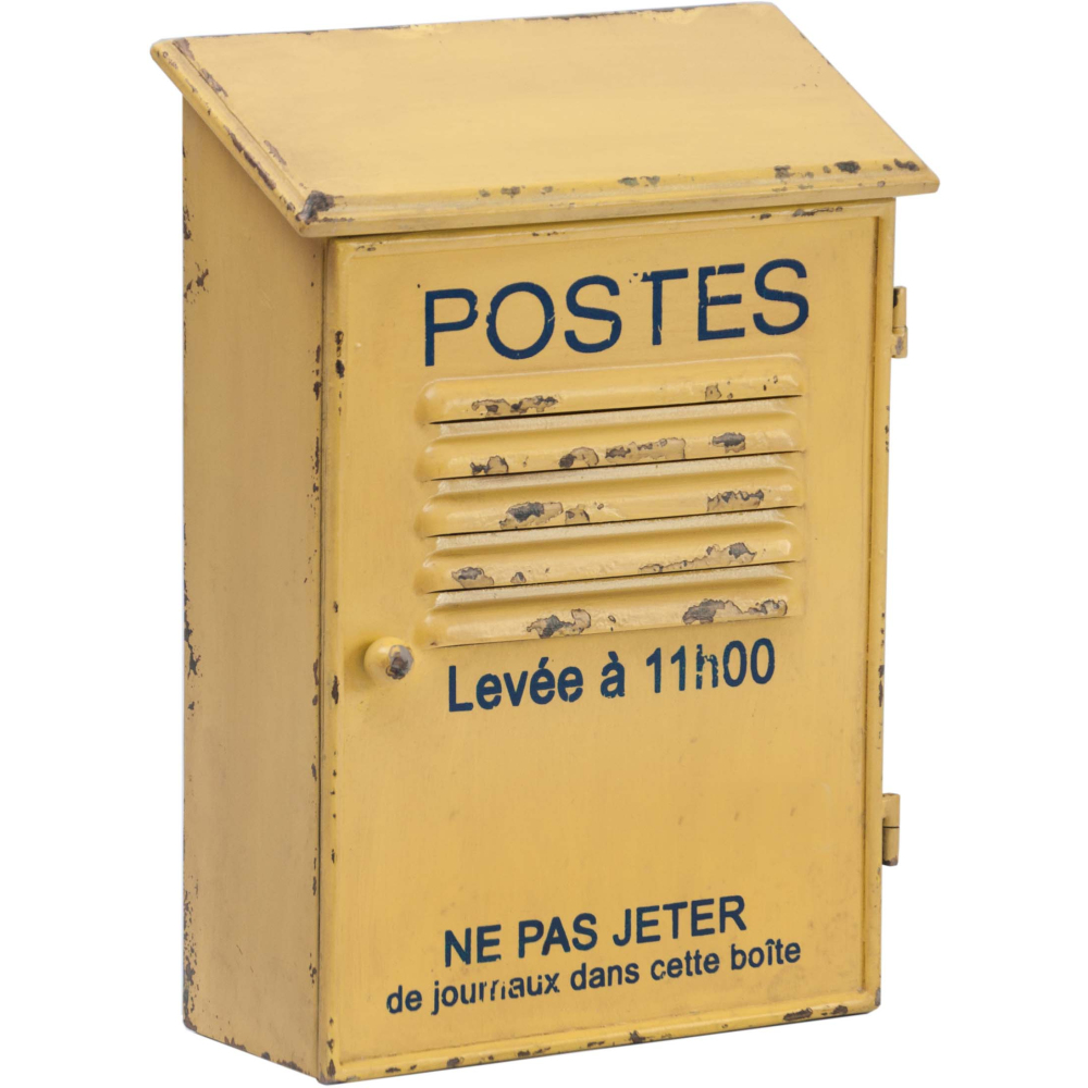 Boîte aux lettres ou boîte à clés jaune Post par Antic Line, idéal pour  un style rétro et vintage