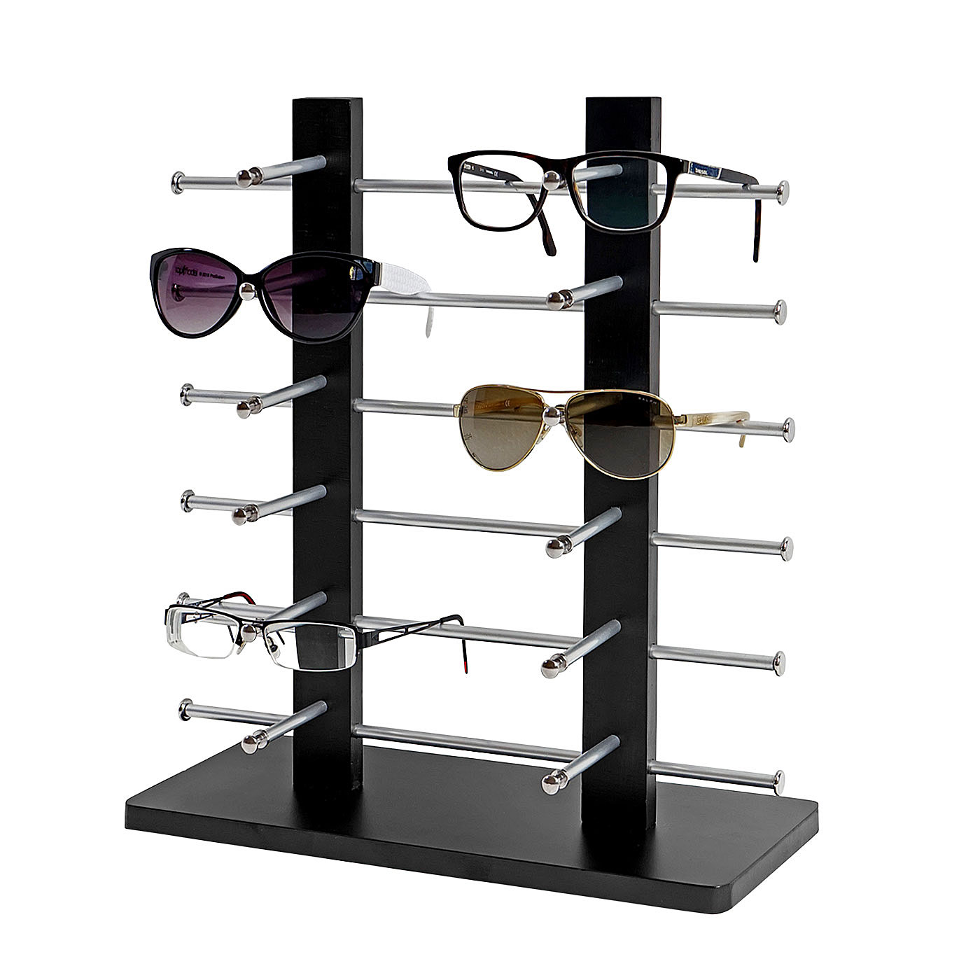 GmeDhc Lot de 2 rangements muraux pour lunettes de soleil, pour 7 lunettes, en acrylique, pour suspendre les lunettes, noir