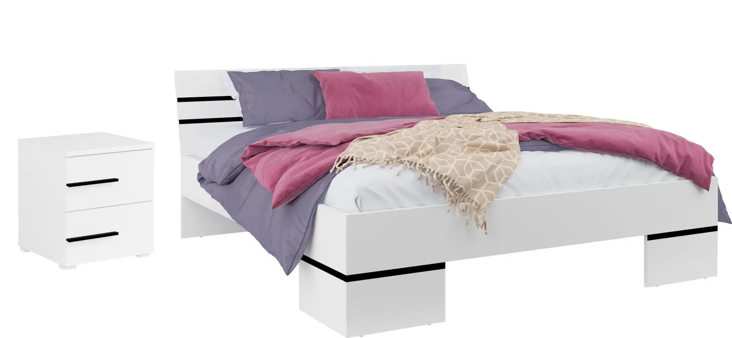 VIOLLA Doppelbett mit 160cm Nachttische