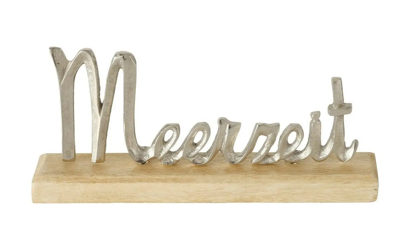 Meerzeit Schriftzug Metall Meer Holz