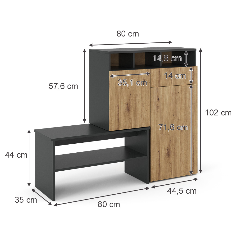 Vicco Armoire à chaussures "Dalia" en bois 7 compartiments