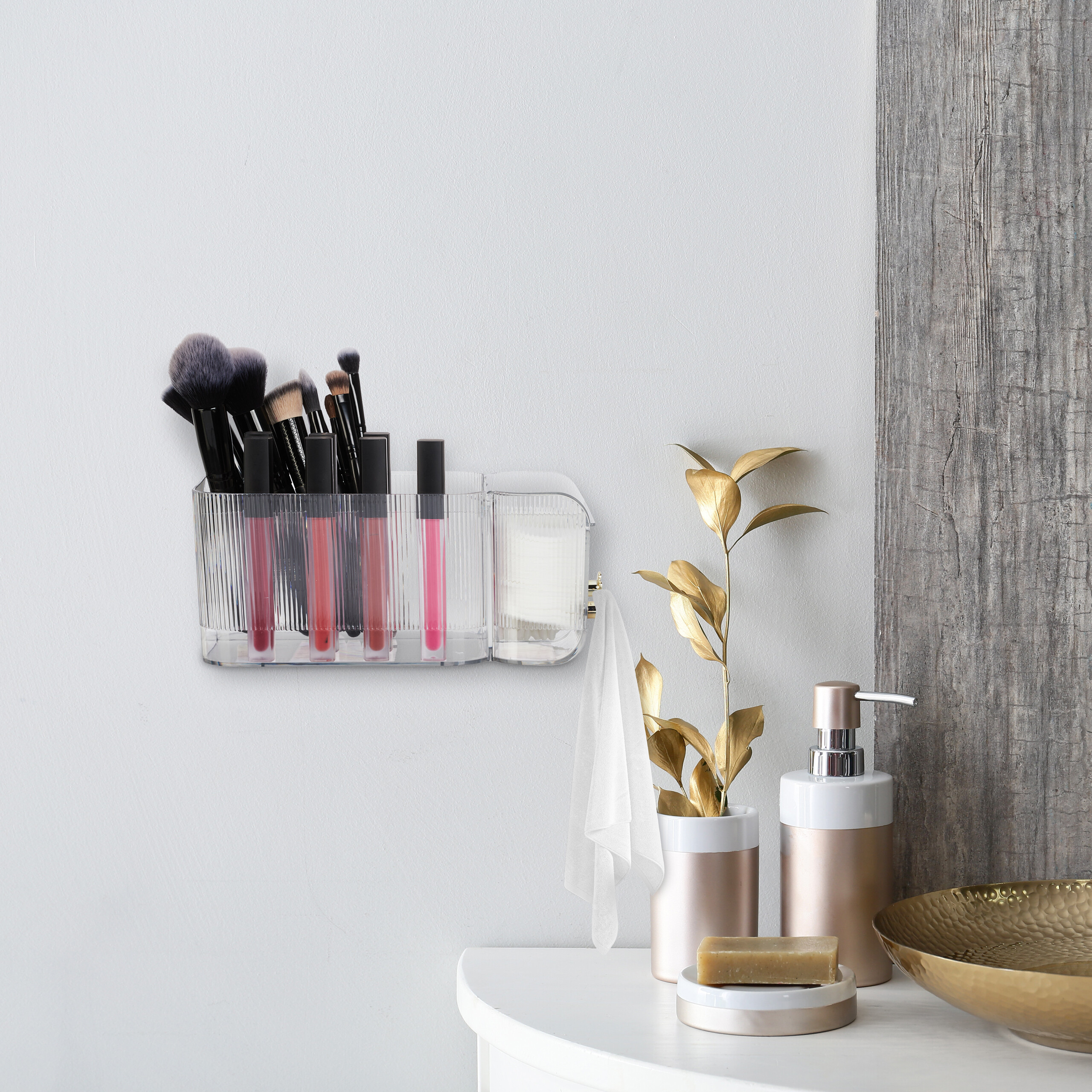 Drehbarer Kosmetik-Organizer Mit Goldenen Füßen – Aufbewahrung Für Make-up, Pinsel & Mehr
