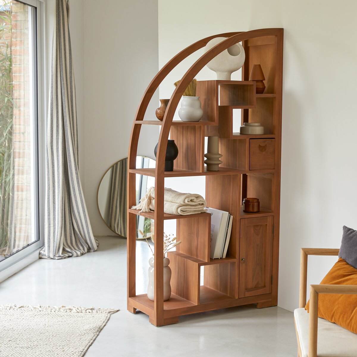 Solid teak bookcase discount