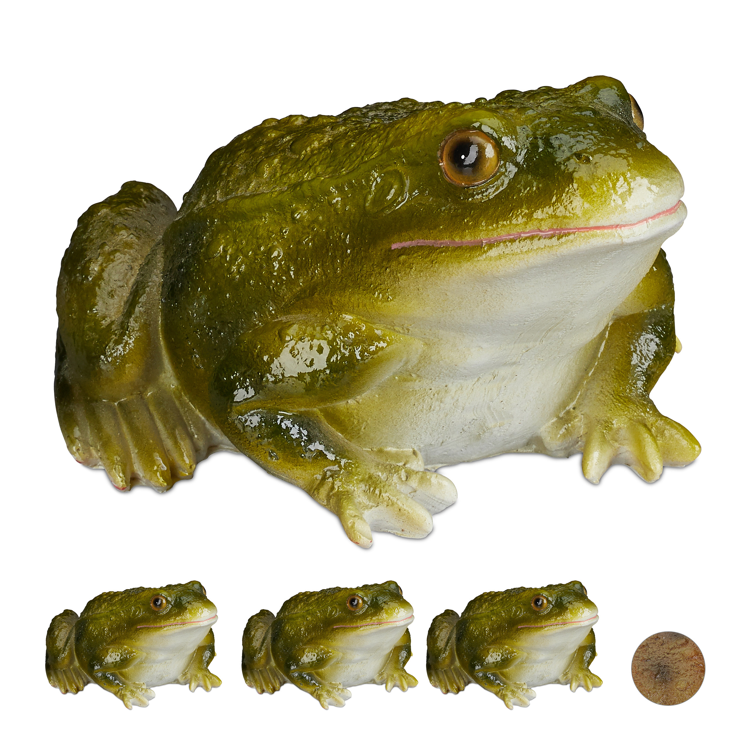 Miniatur-Gartenfigur Frösche Auf Stein – 3 Stück, Je 12,7 Cm, Aus Harz, Für Garten & Deko