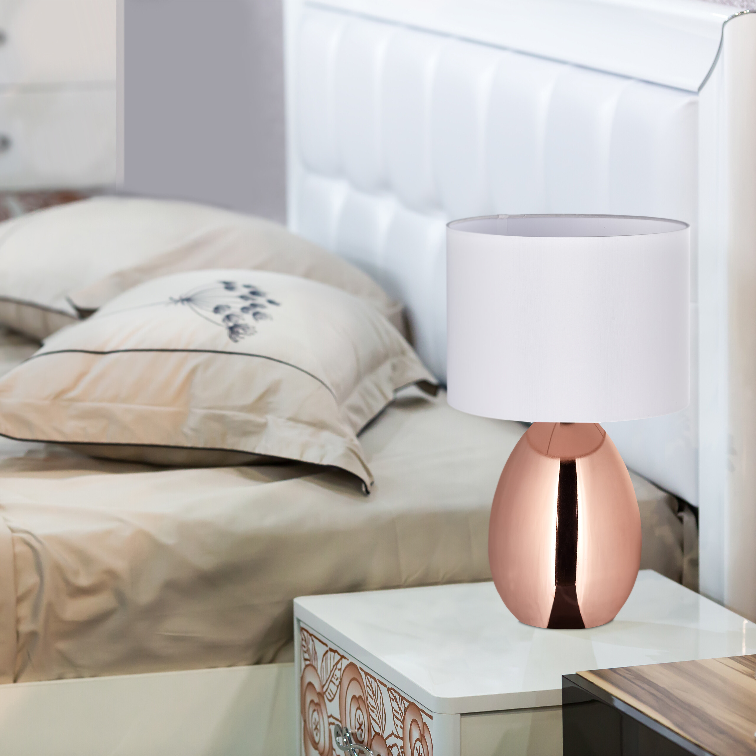 Produktbild von 2er-Set Rauchglas Nachtischlampen – Goldfarben, Modern, Für Wohn- Und Schlafzimmer