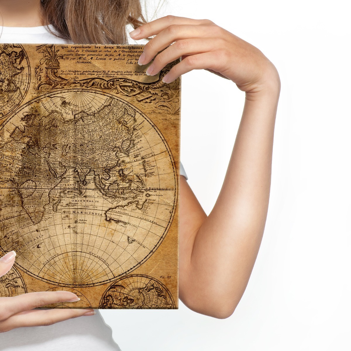 Poster Vintage Carte Du Monde Ancien - Style Rétro - 71x51 Cm - Papier Kraft Mat - Décoration Murale Cadeau