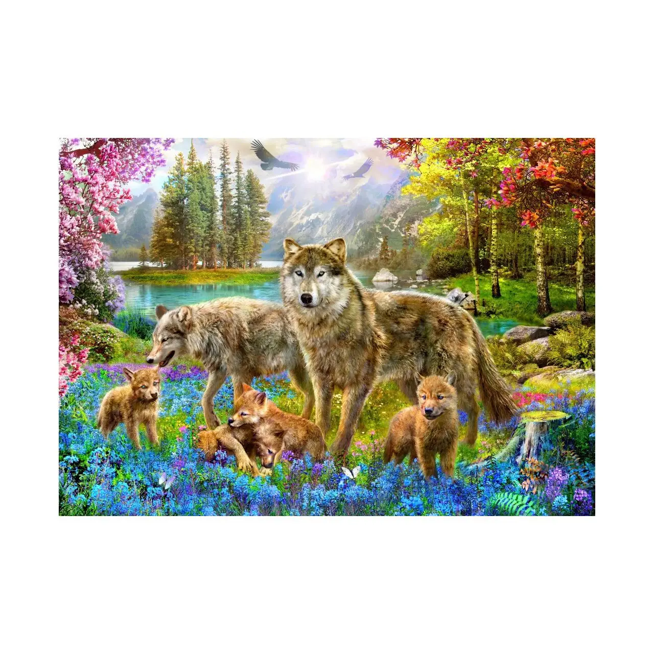 Puzzle 1500 Fr眉hlingswolffamilie Teile