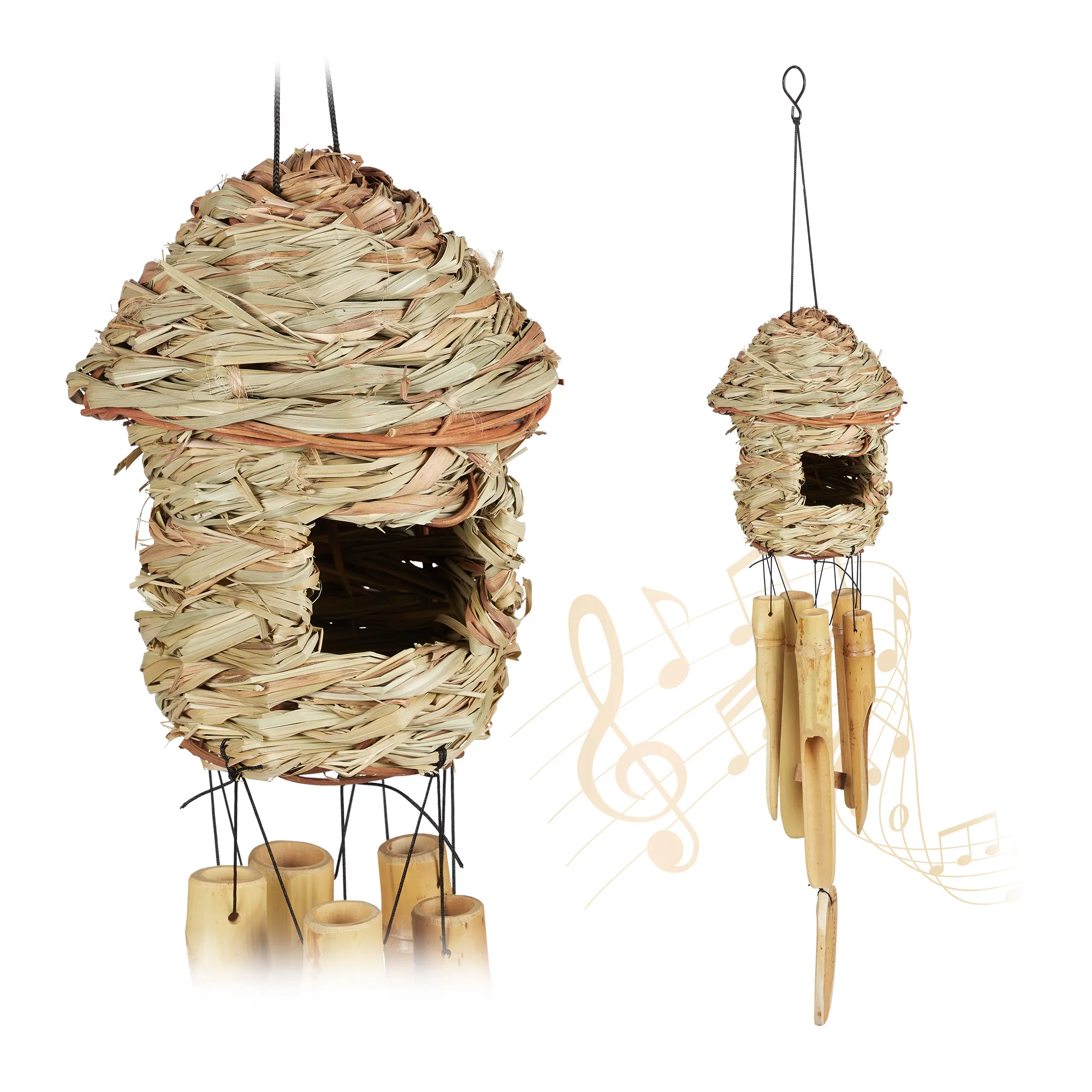 Windspiel Bambus 2er Set | Vogelhäuser