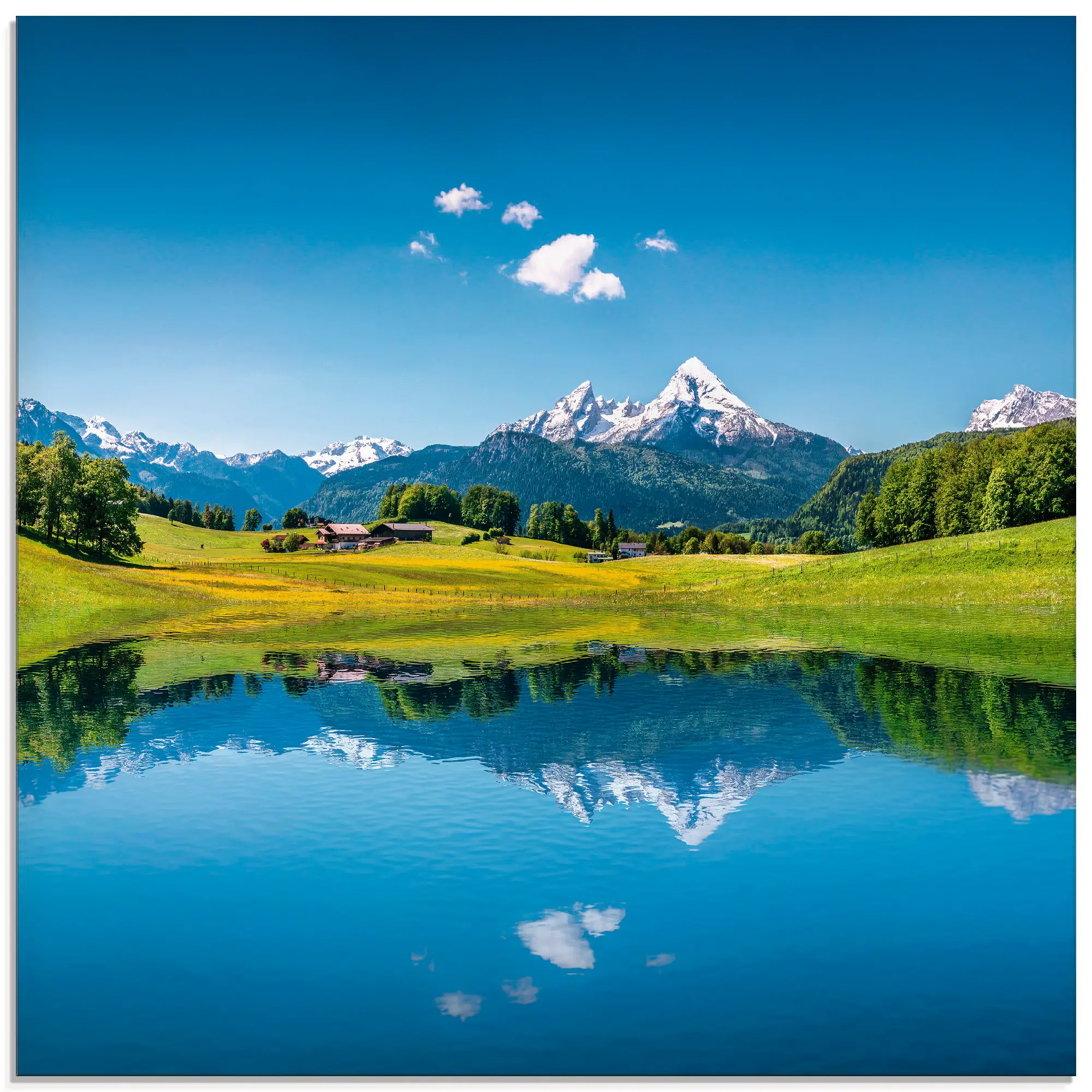 Landschaft in den Glasbild Alpen