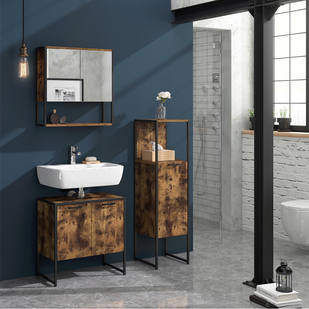 Coiffeuse Sherry, Anthracite/chêne doré, 120x75cm avec éclairage LED et tabouret, Vicco