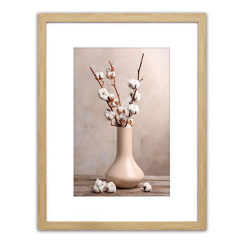 Gem盲lde In Rahmen In Vase 4 Blumen