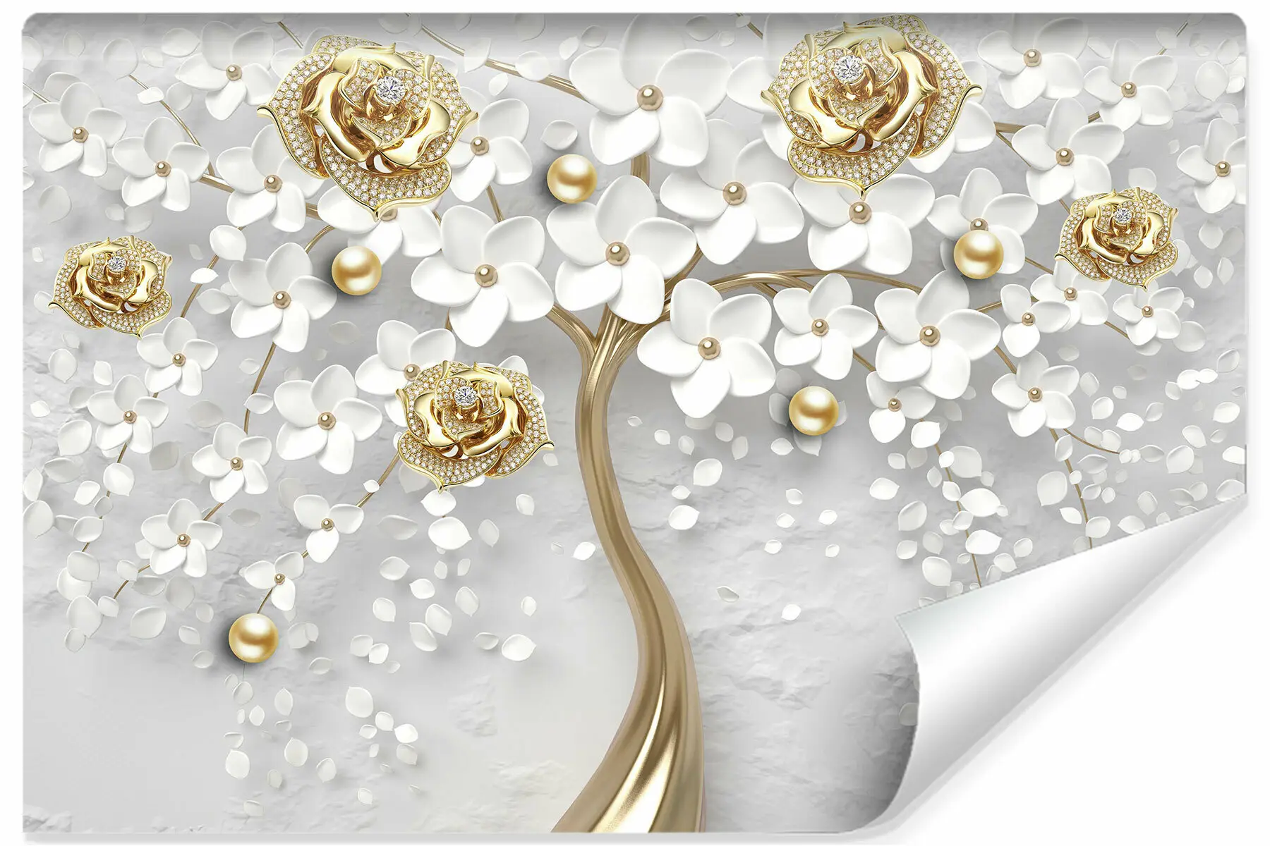 Fototapet abstrakt Baum Blumen Diamanten | Tapeten