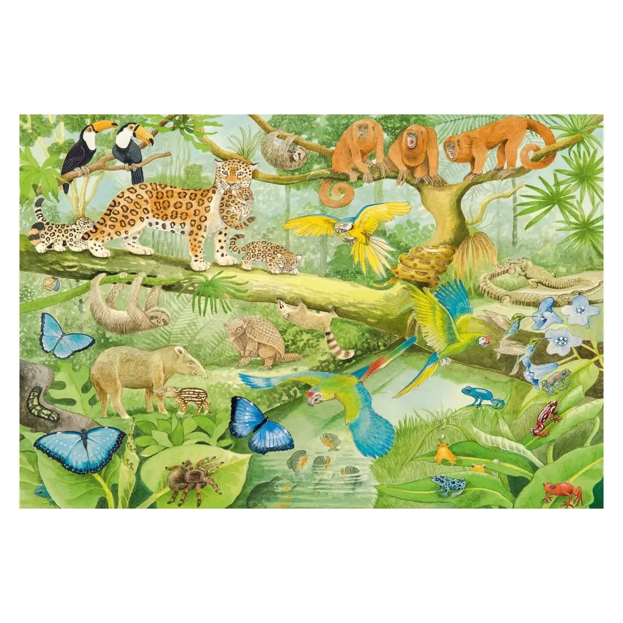 Puzzle  Tiere im Dschungel 100 Teile