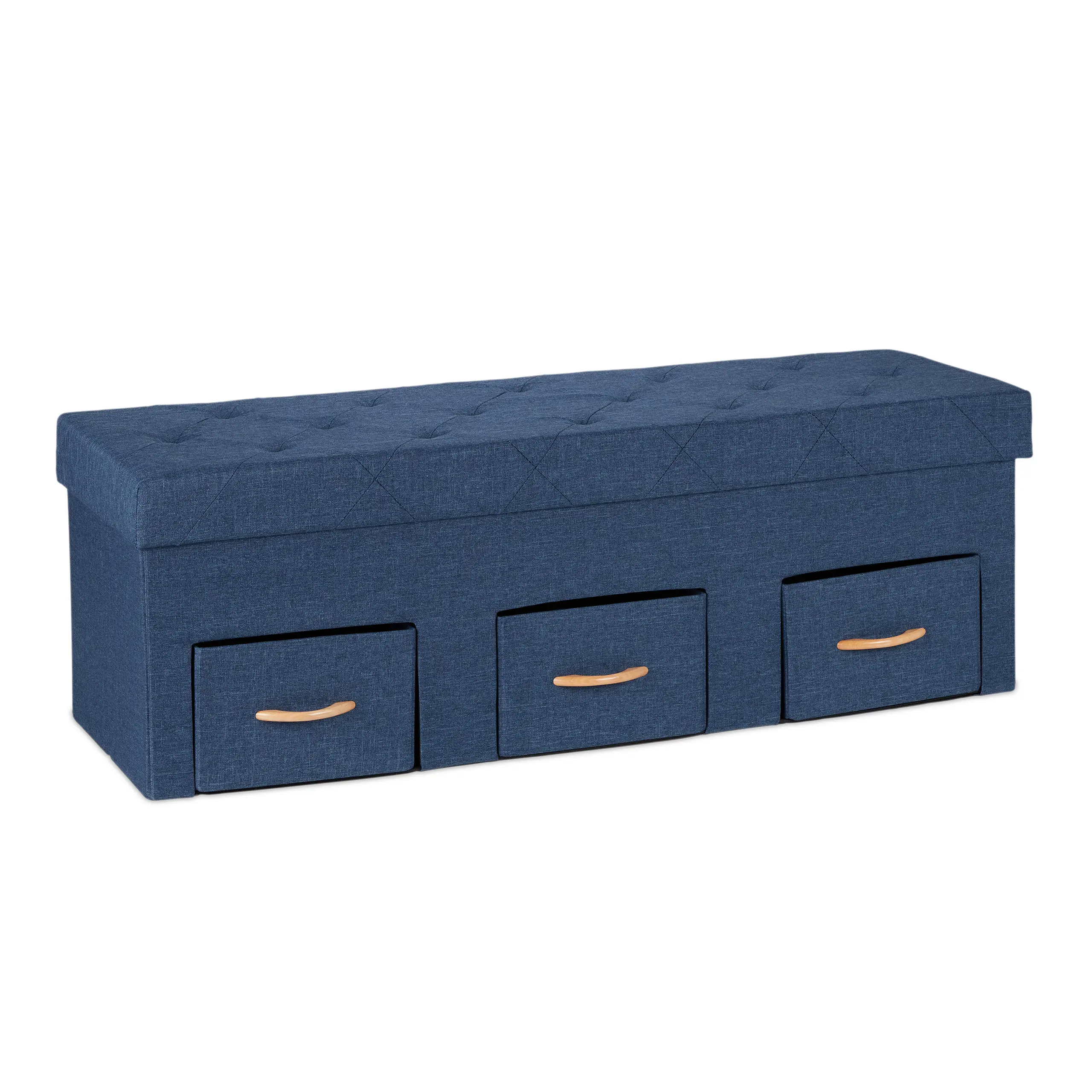 Blaue Sitzbank mit 3 Schubladen